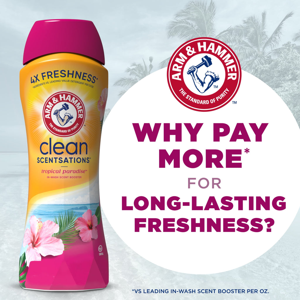 ARM & HAMMER Clean Scentsations In-Wash Scent Booster - Laundry Scent Booster Tropical Paradise scent, 24 Oz
