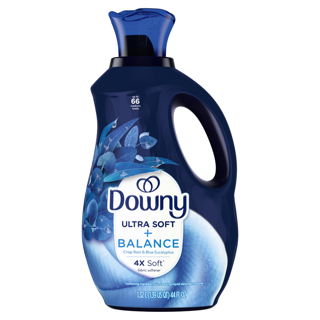 Downy Ultra Soft Fabric Softener Liquid - Balance, Crisp Rain and Blue Eucalyptus, 44 fl oz, 66 Loads - 4-Pack