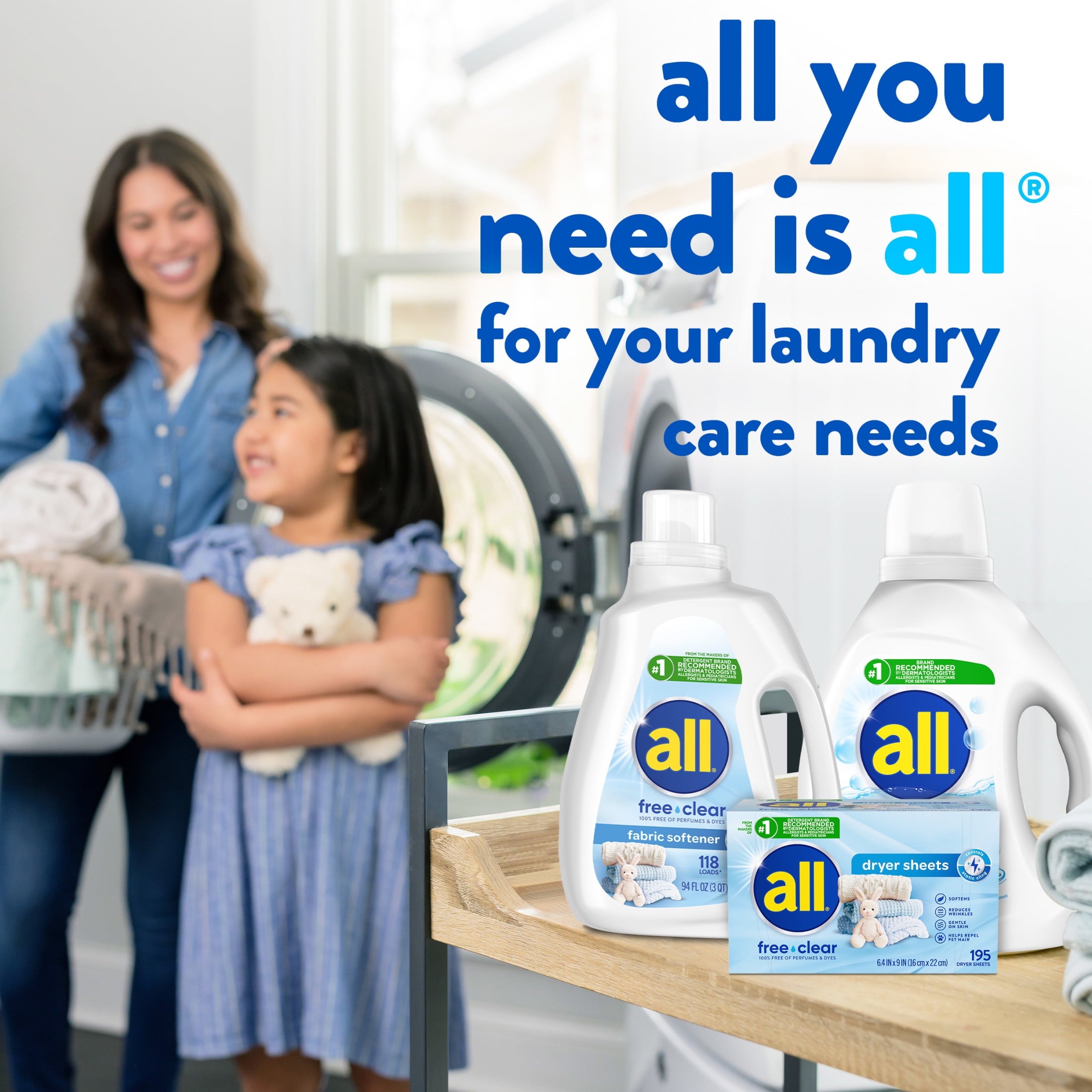 all Liquid Fabric Softener for Sensitive Skin - Free Clear, 40 fluid Ounces - 3-Pack