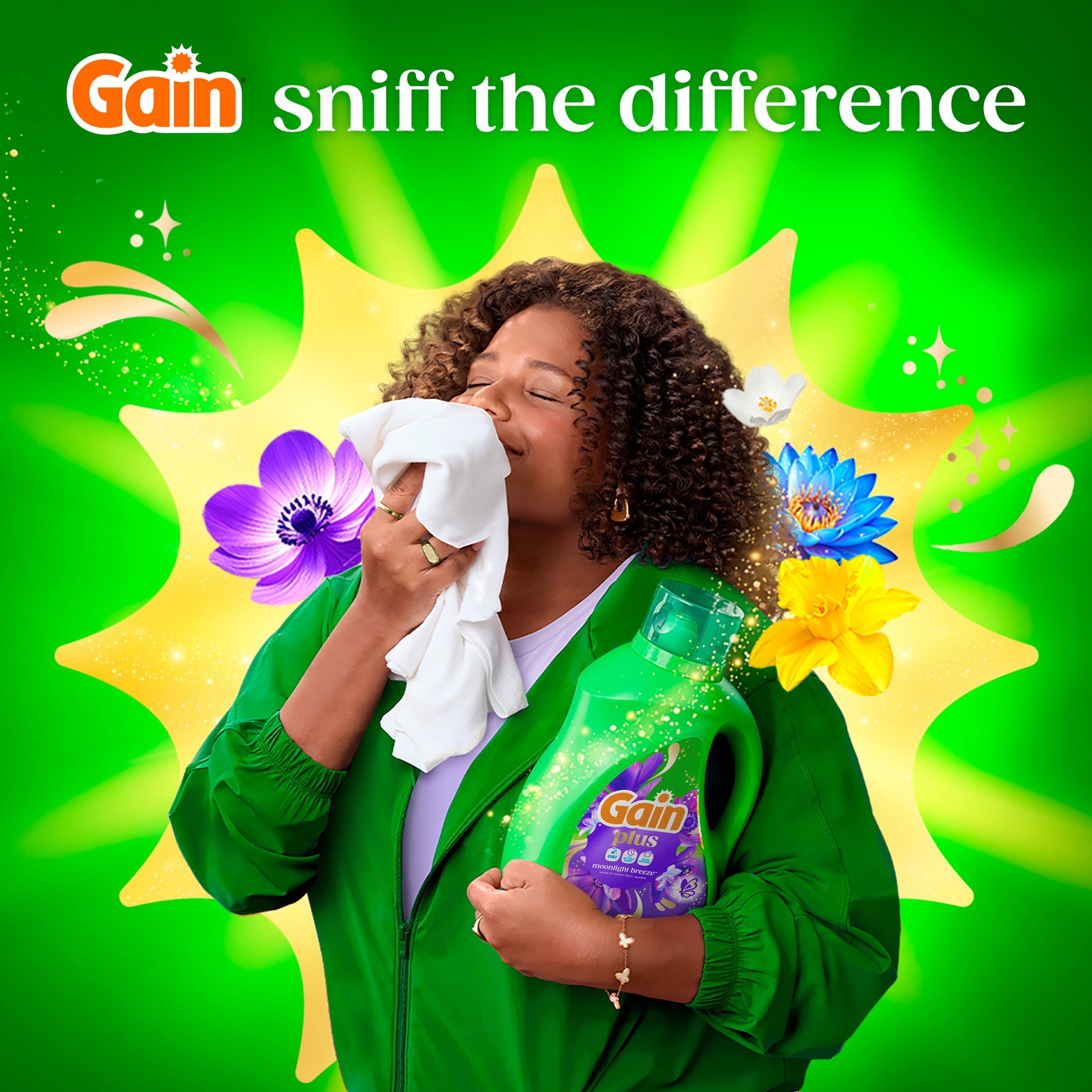 Gain Plus Liquid Laundry Detergent - Now with Odor Defense + OXI, Moonlight Breeze Scent, 99 fl oz, 75 Loads