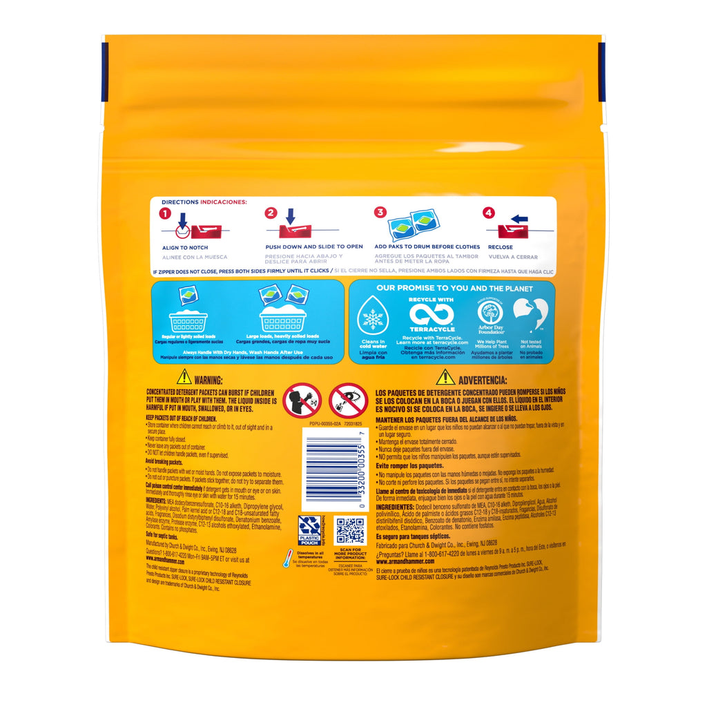 ARM & HAMMER™ Deep Clean Stain Formula Detergent Power Paks - Sparkling Clean Scent, 44 Count