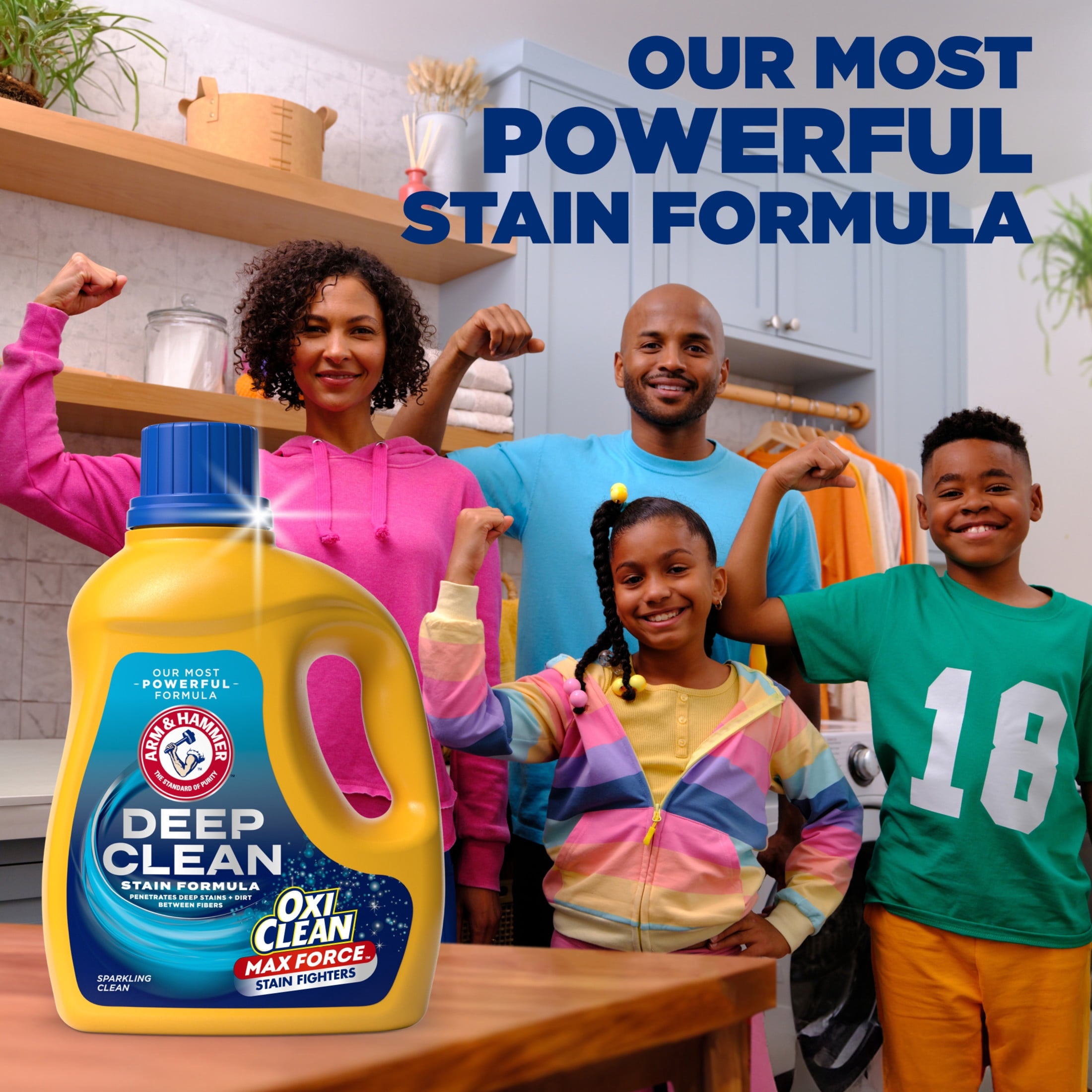 ARM & HAMMER Deep Clean OxiClean Max Force Laundry Detergent - Sparkling Clean, 102 fl oz, 68 Loads - 4-Pack