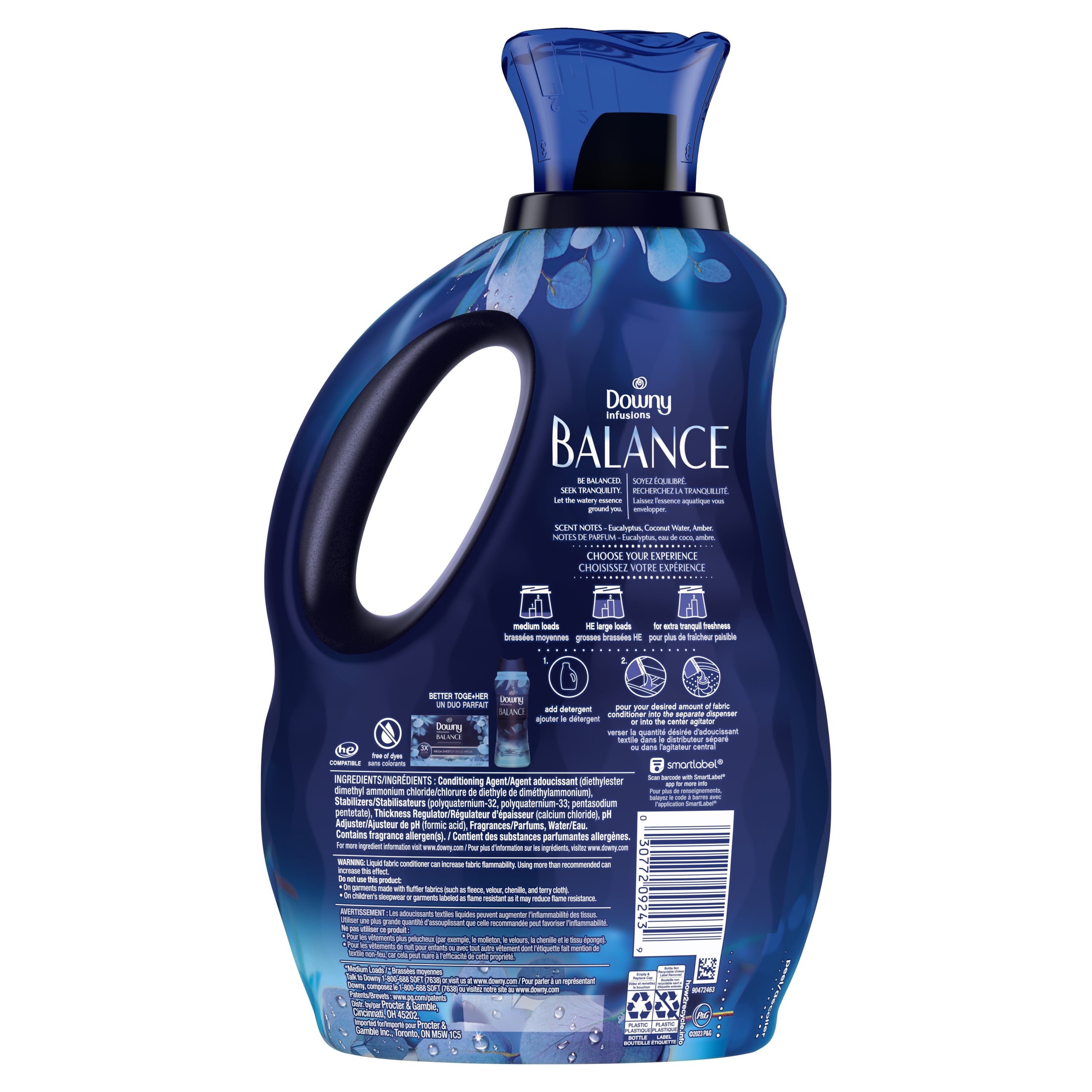 Downy Infusions Laundry Fabric Softener Liquid - BALANCE, Crisp Rain and Blue Eucalyptus, 56 fl oz