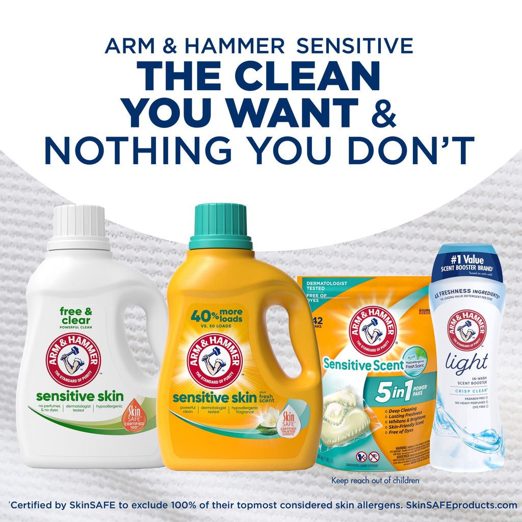 ARM & HAMMER Sensitive Skin Free & Clear Liquid Laundry Detergent Soap - 170 fl oz, 170 Loads
