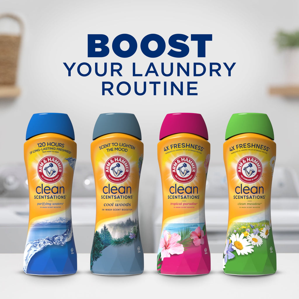 ARM & HAMMER Clean Scentsations Scent Booster - Laundry Beads Alternative, Clean Meadow scent, 24 Oz - 4-Pack