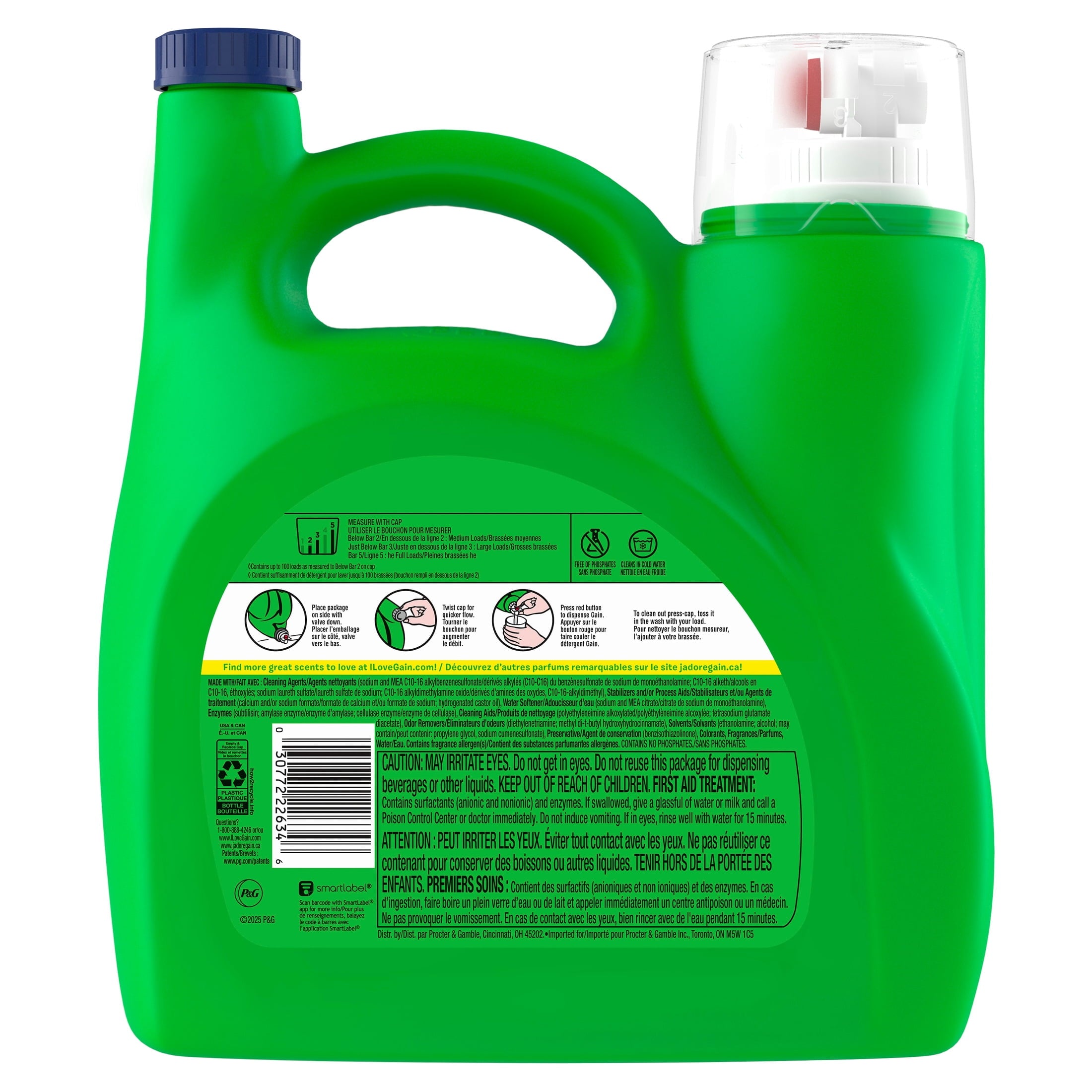 Gain Laundry Detergent Liquid - Now with Odor Defense, Original Scent, 132 fl oz, 100 Loads