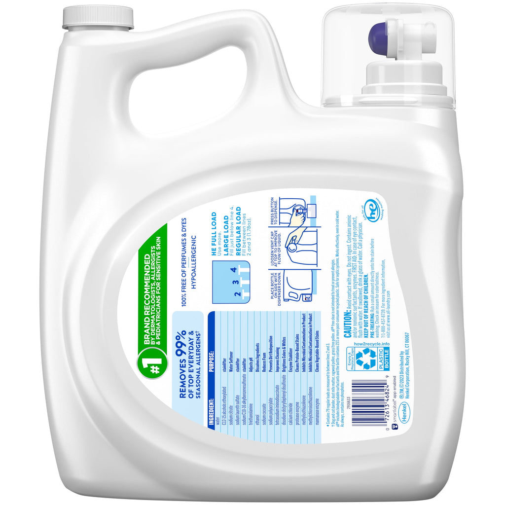 all Free Clear Liquid Laundry Detergent - Odor Relief, 141 oz, 79 Loads