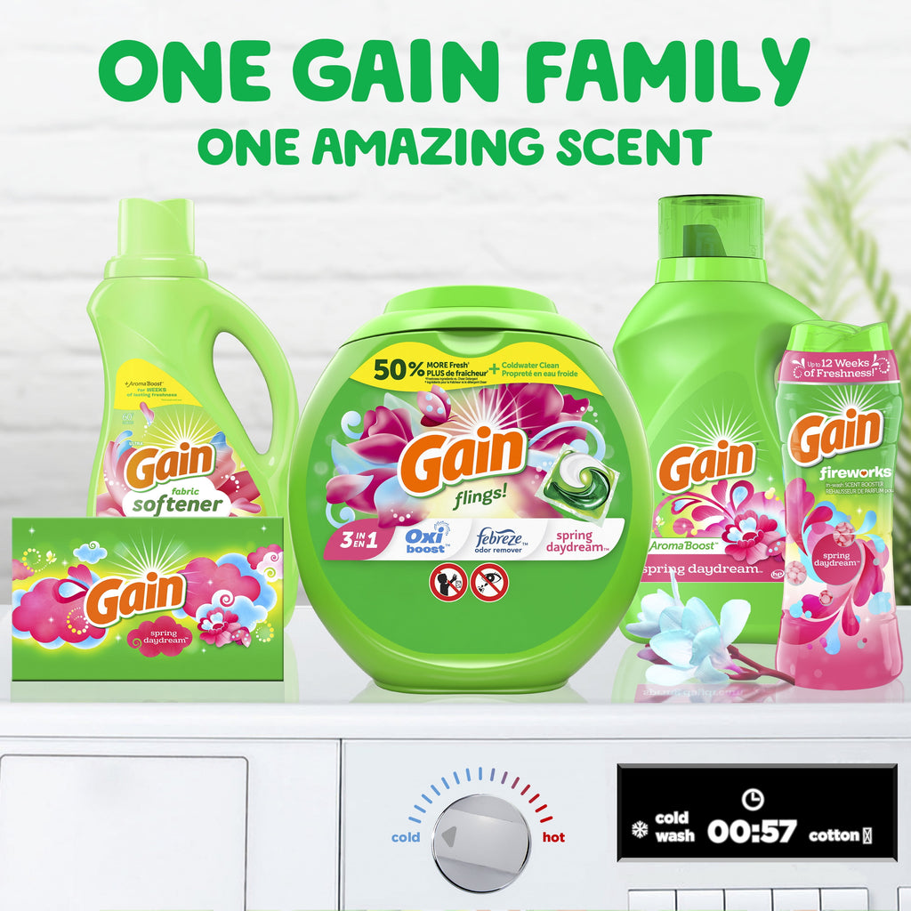 Gain Liquid Laundry Detergent Soap - HE Compatible, Long Lasting and Spring Daydream Scent, 112 Count