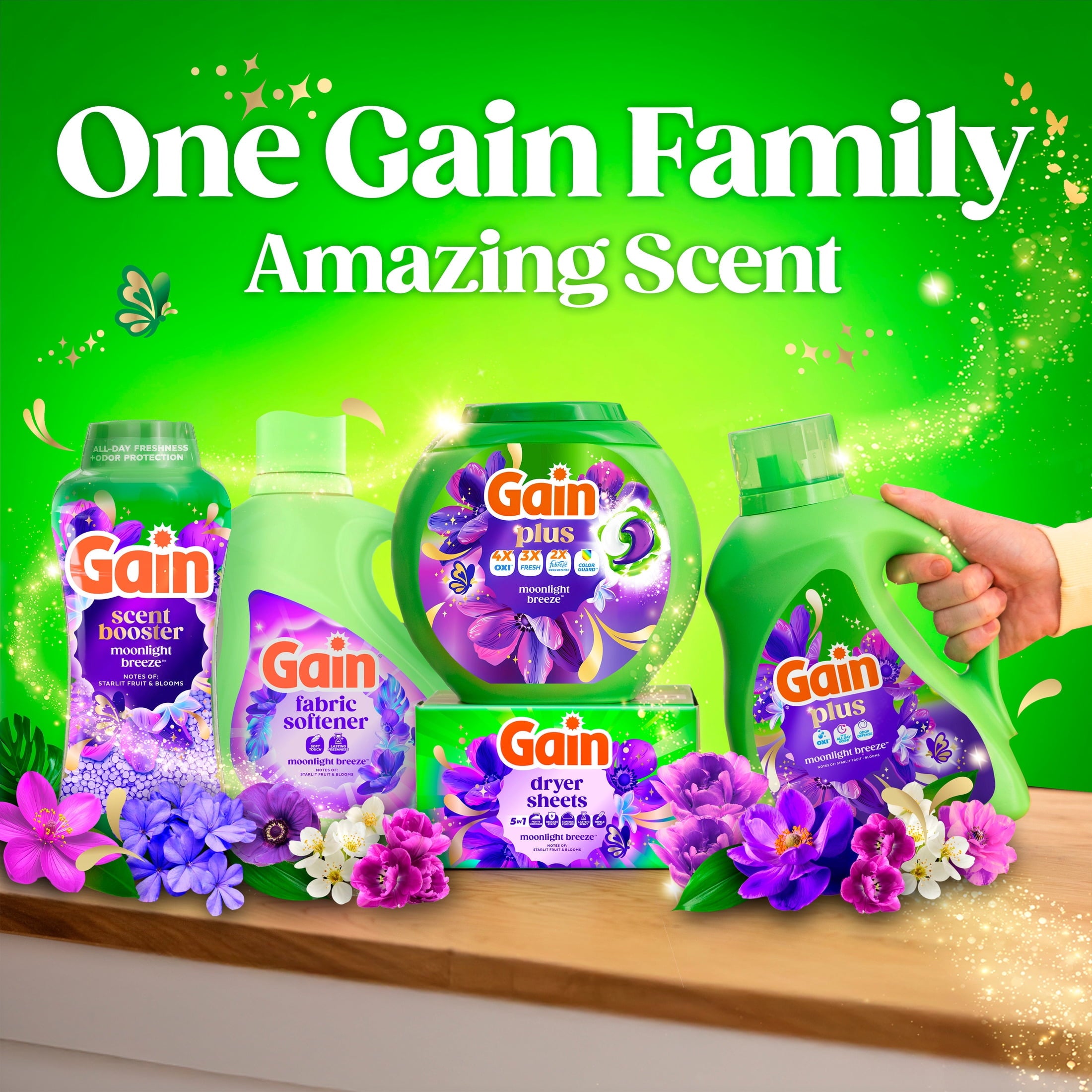 Gain Plus Liquid Laundry Detergent - Now with Odor Defense + OXI, Moonlight Breeze Scent, 99 fl oz, 75 Loads