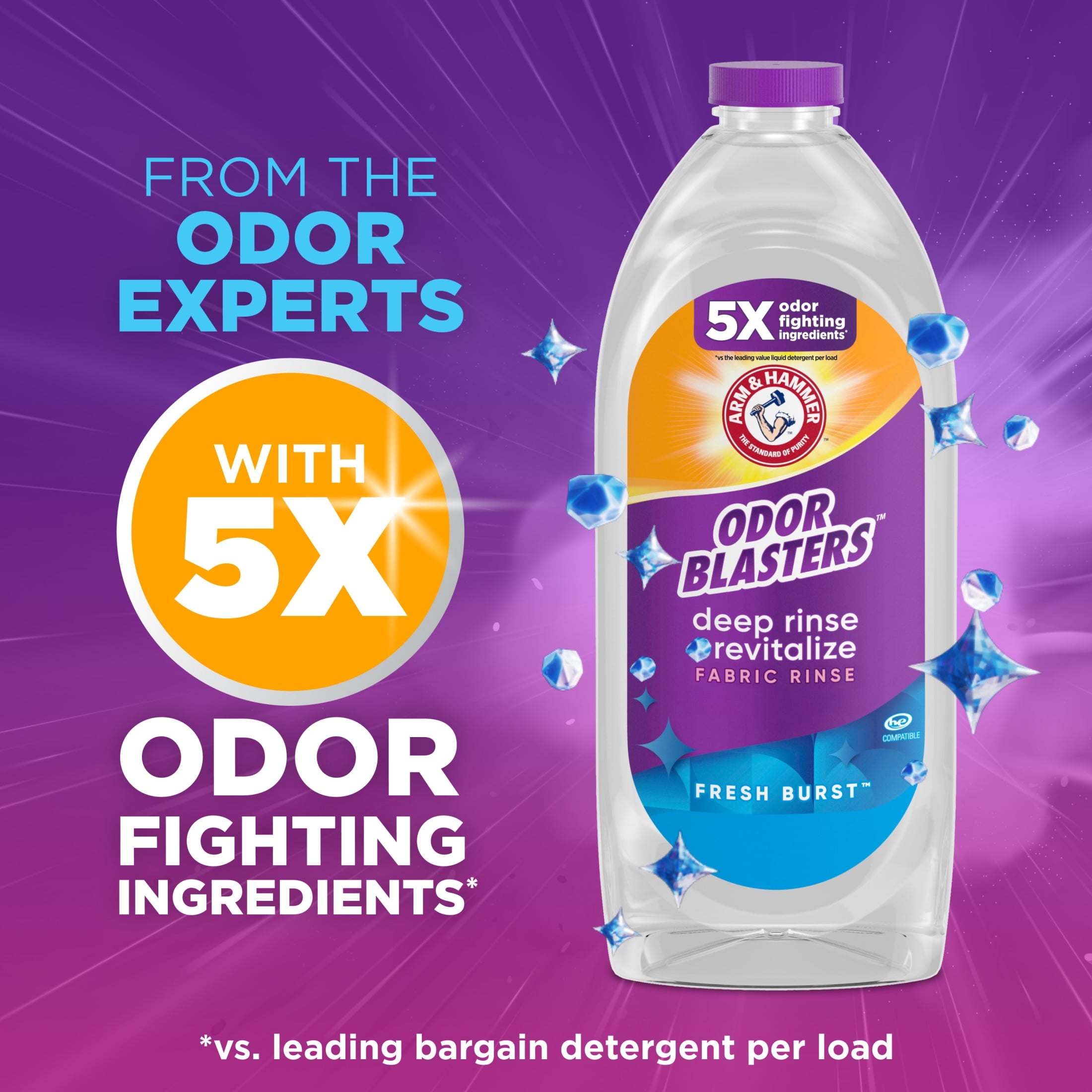 ARM & HAMMER Odor Blasters Deep Rinse and Revitalize Fabric Rinse - Fresh Burst, 28 fl oz - 6-Pack