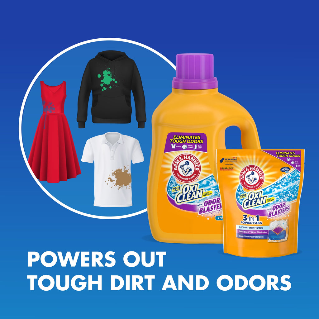 ARM & HAMMER Plus OxiClean Odor Blasters Fresh Burst - 128 Loads Liquid Laundry Detergent, 224 Fl oz