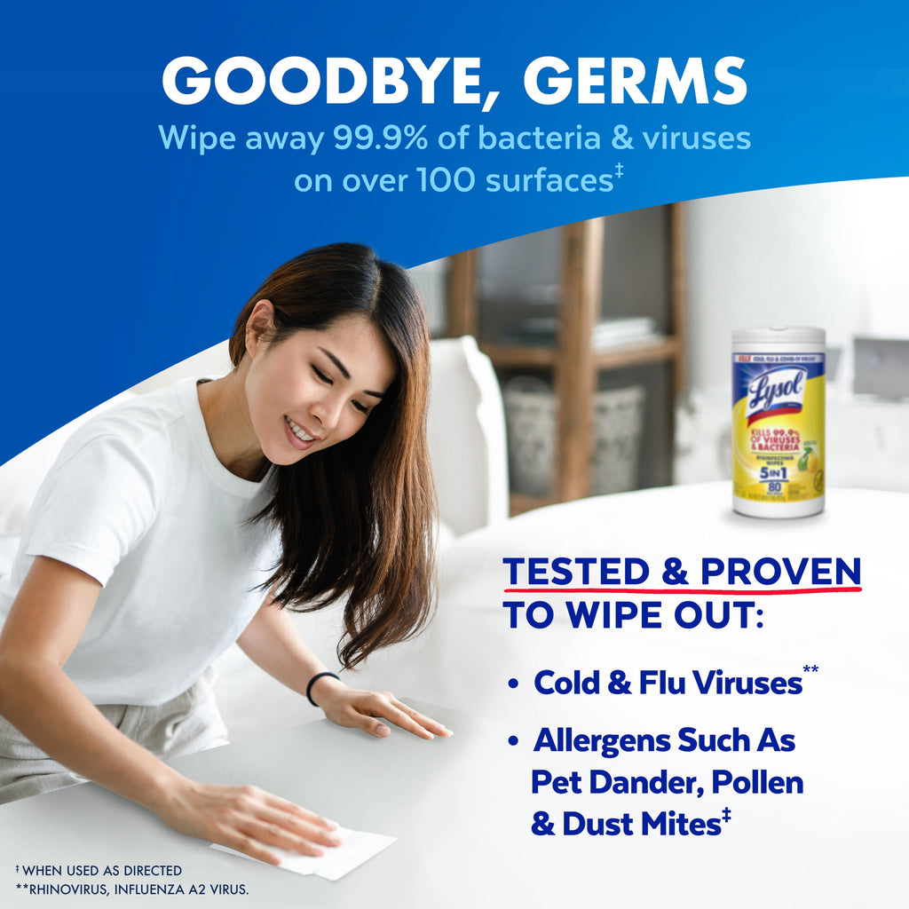 Lysol Disinfecting Wipes - All-Purpose Cleaner, Multi Surface Antibacterial Cleaning Wipes, Cleaning Supplies, Lemon & Lime Blossom Scent, 80 Count Each (Pack of 4)