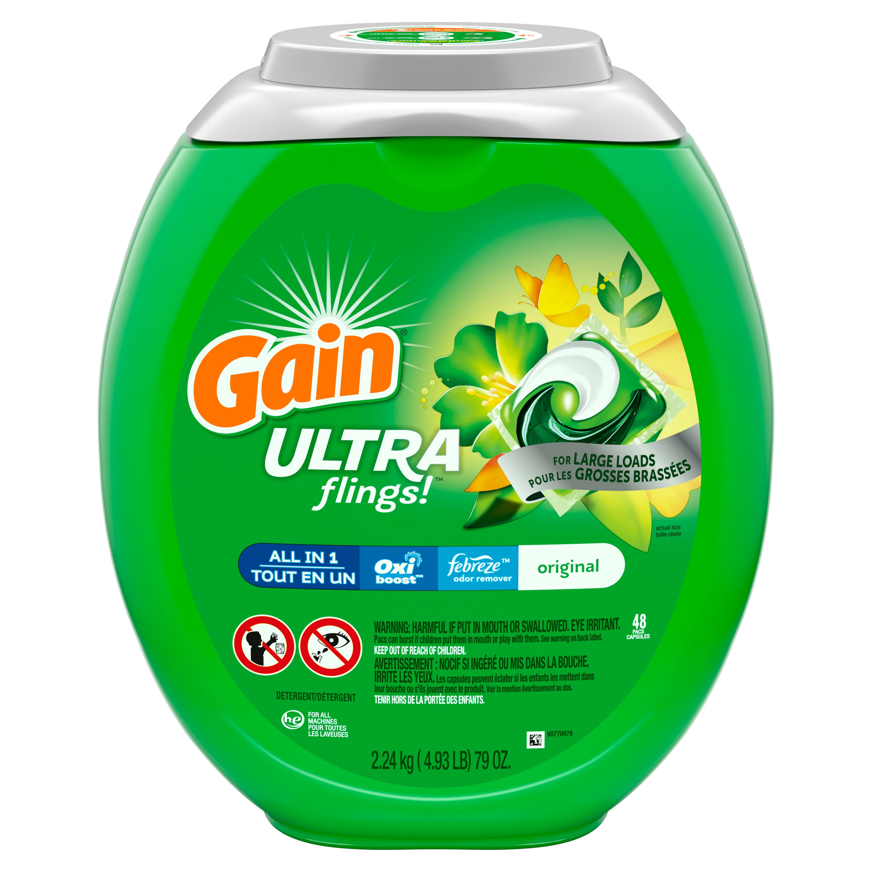 Gain Ultra Flings Original - Laundry Detergent Pacs, 48 Count