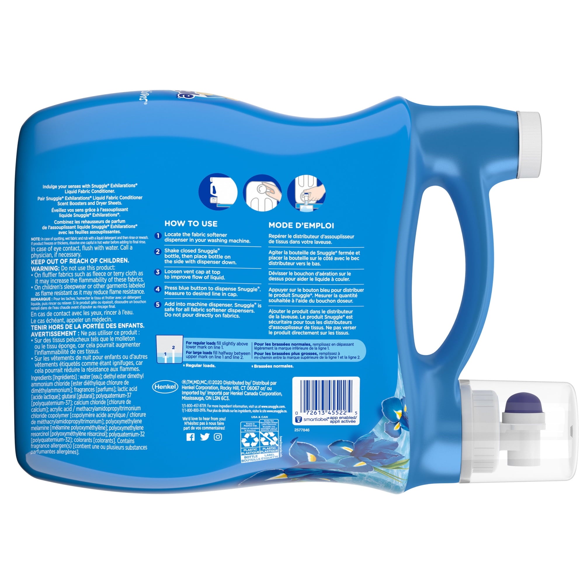 Snuggle Exhilarations Liquid Fabric Softener - Blue Iris & Ocean Breeze, 96 Ounce, 112 Loads