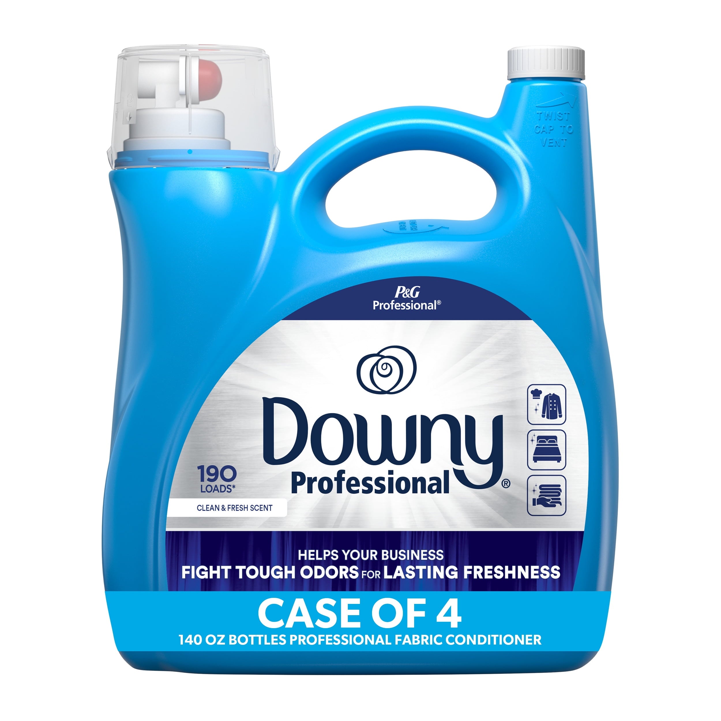 Downy Professional Commercial Liquid Fabric Softener - Clean & Fresh Scent, 190 Loads, 140 fl oz
