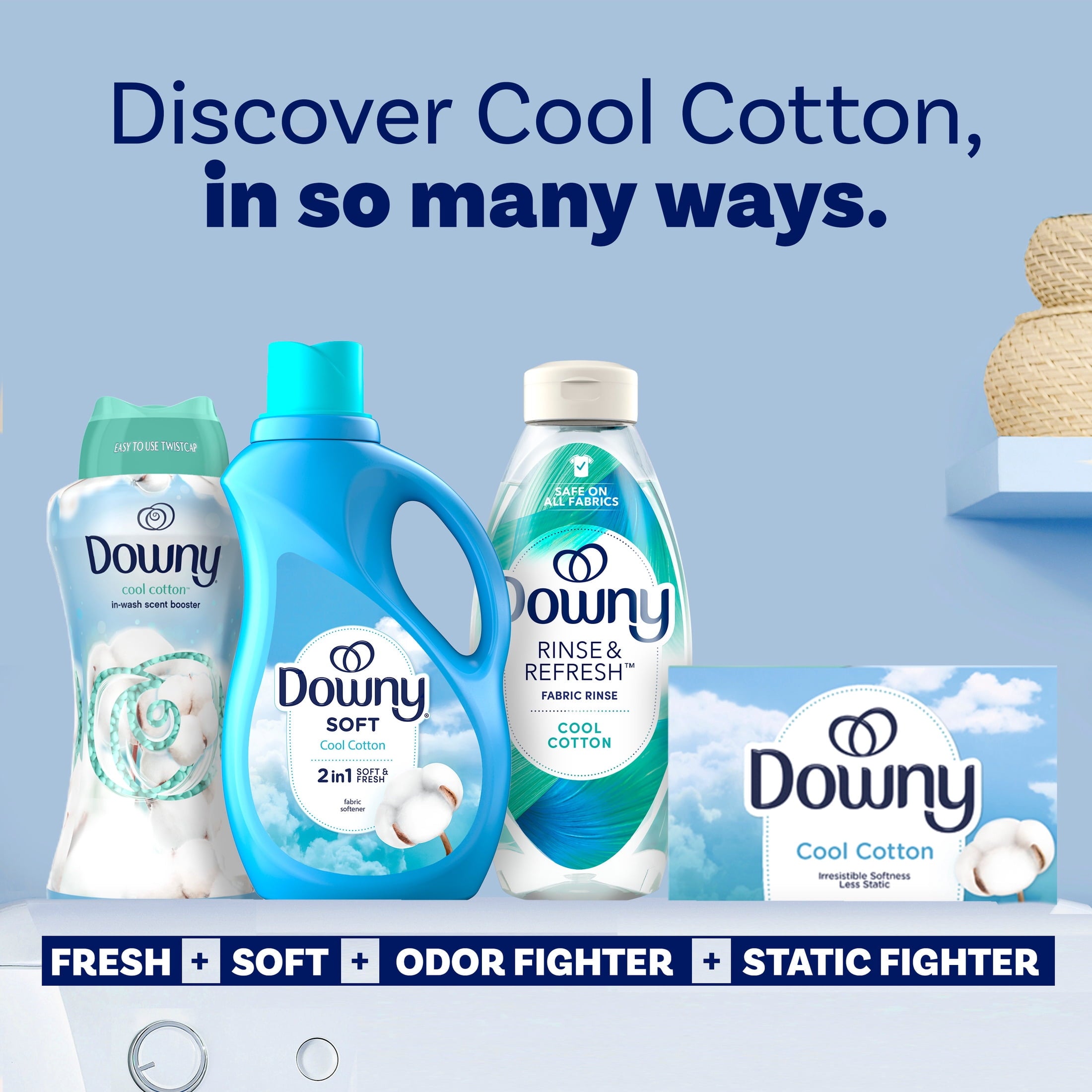 Downy Fabric Softener Dryer Sheets - Cool Cotton Scent, 240 Count