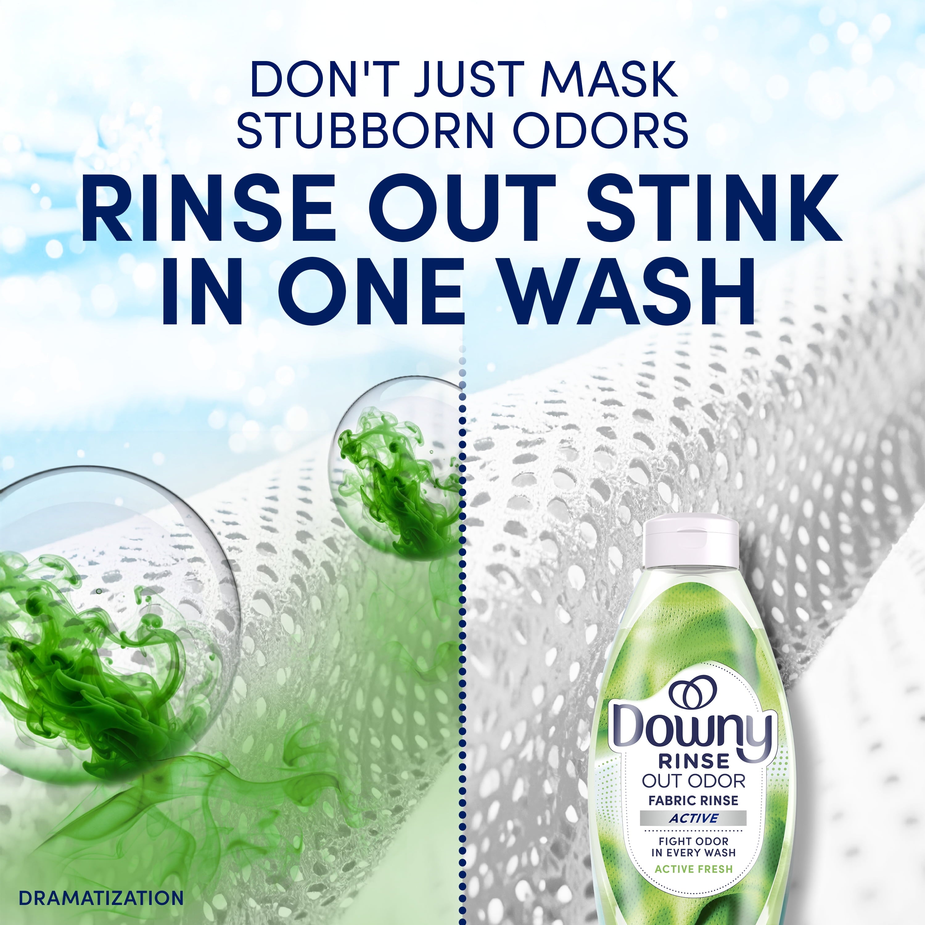 Downy Rinse Out Odor Laundry Rinse - Active Fresh Scent, 48 fl oz