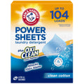 ARM & HAMMER Power Sheets Plus OxiClean Stain Fighters Laundry Detergent - Clean Cotton, 104 Count