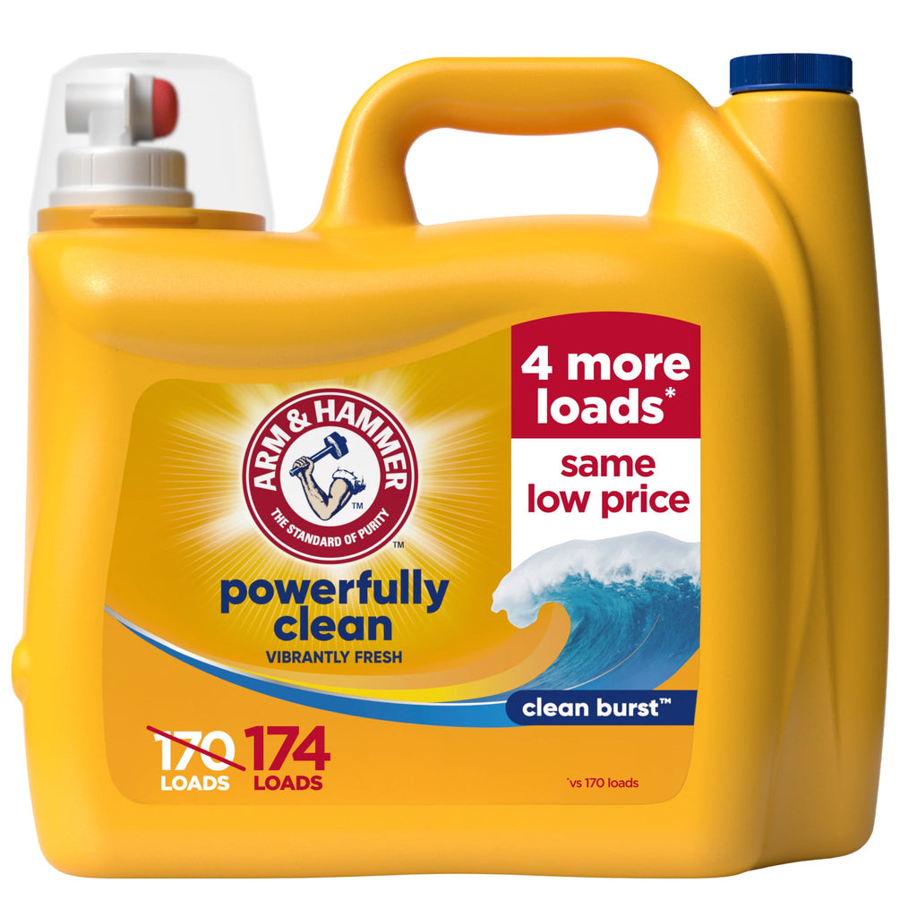 ARM & HAMMER Laundry Detergent Liquid - Clean Burst, 4 Extra Loads, 174 fl oz, 174 Loads