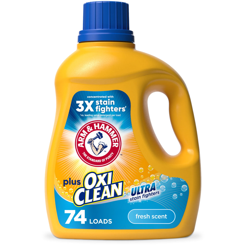 ARM & HAMMER Plus OxiClean Ultra Stain Fighters Liquid Laundry Detergent - Fresh Scent, 96.2 Fl Oz
