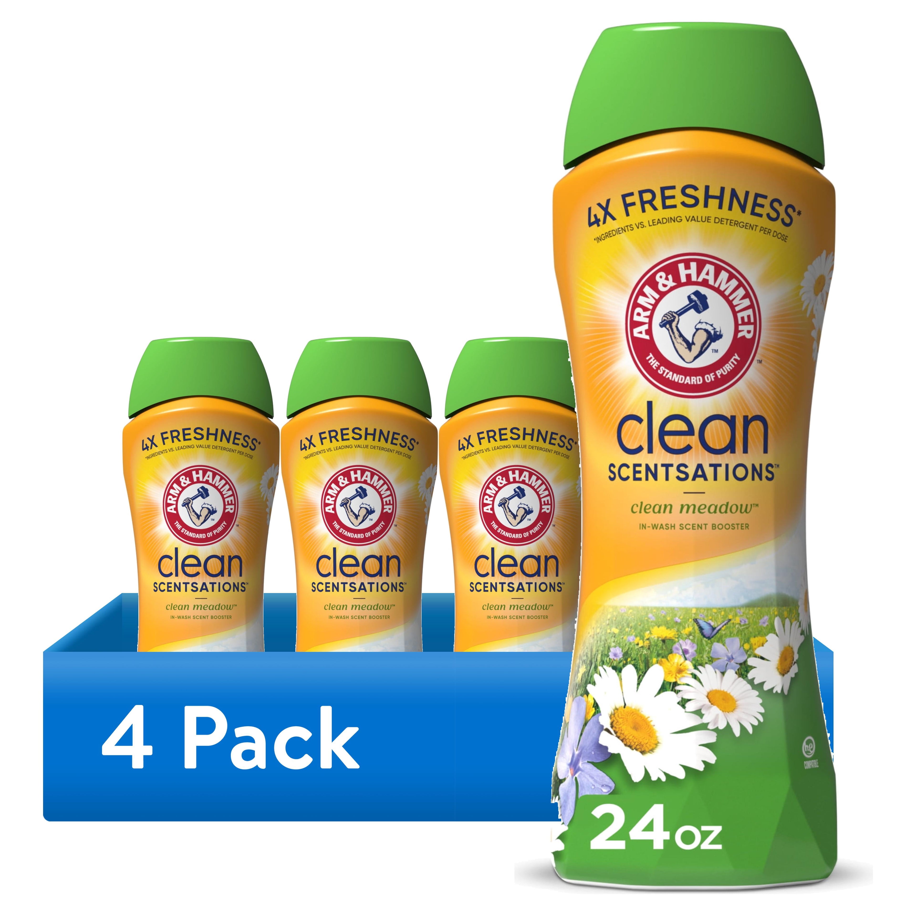 ARM & HAMMER Clean Scentsations Scent Booster - Laundry Beads Alternative, Clean Meadow scent, 24 Oz - 4-Pack