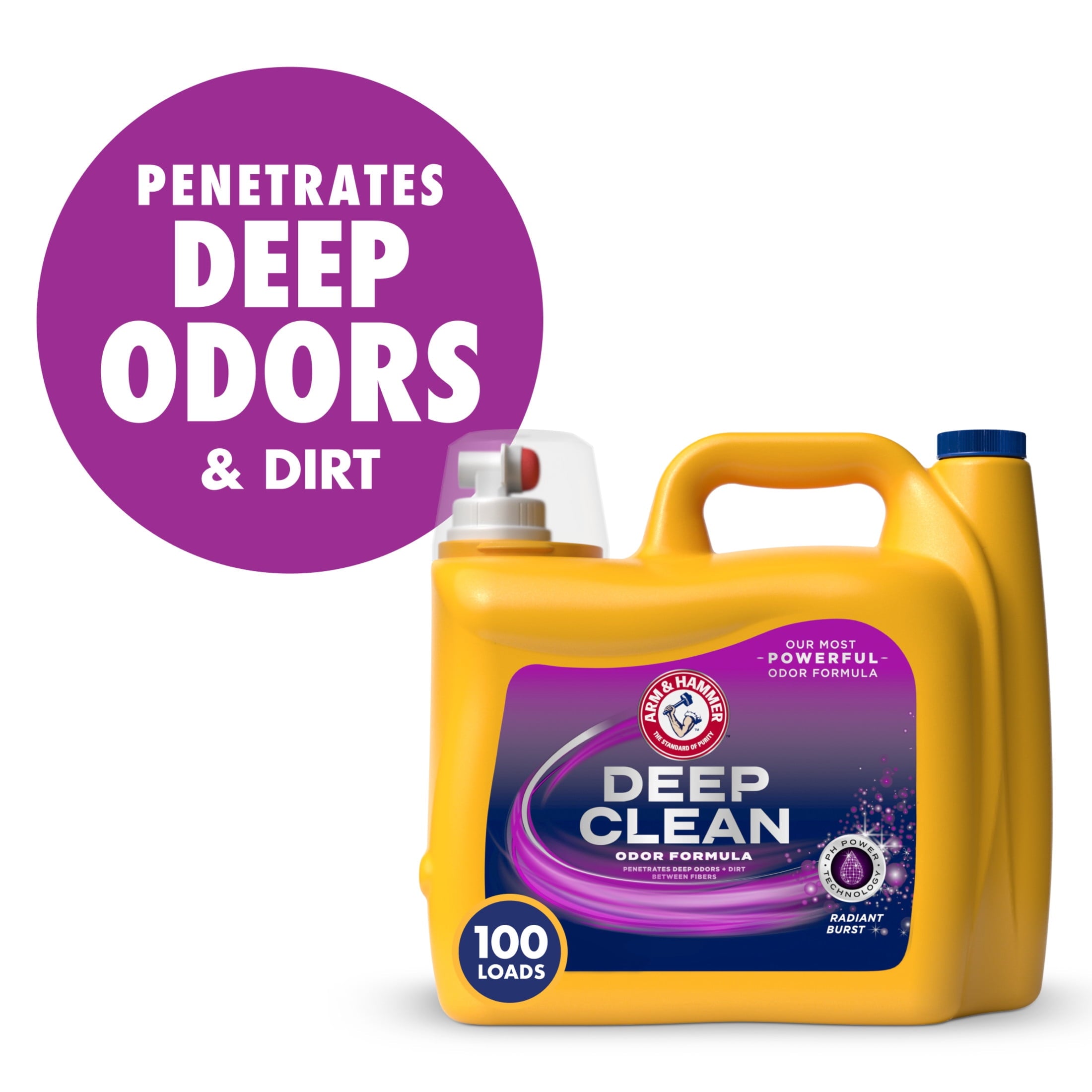 ARM & HAMMER Deep Clean Odor Formula Liquid Laundry Detergent - Radiant Burst, 150 Fl Oz