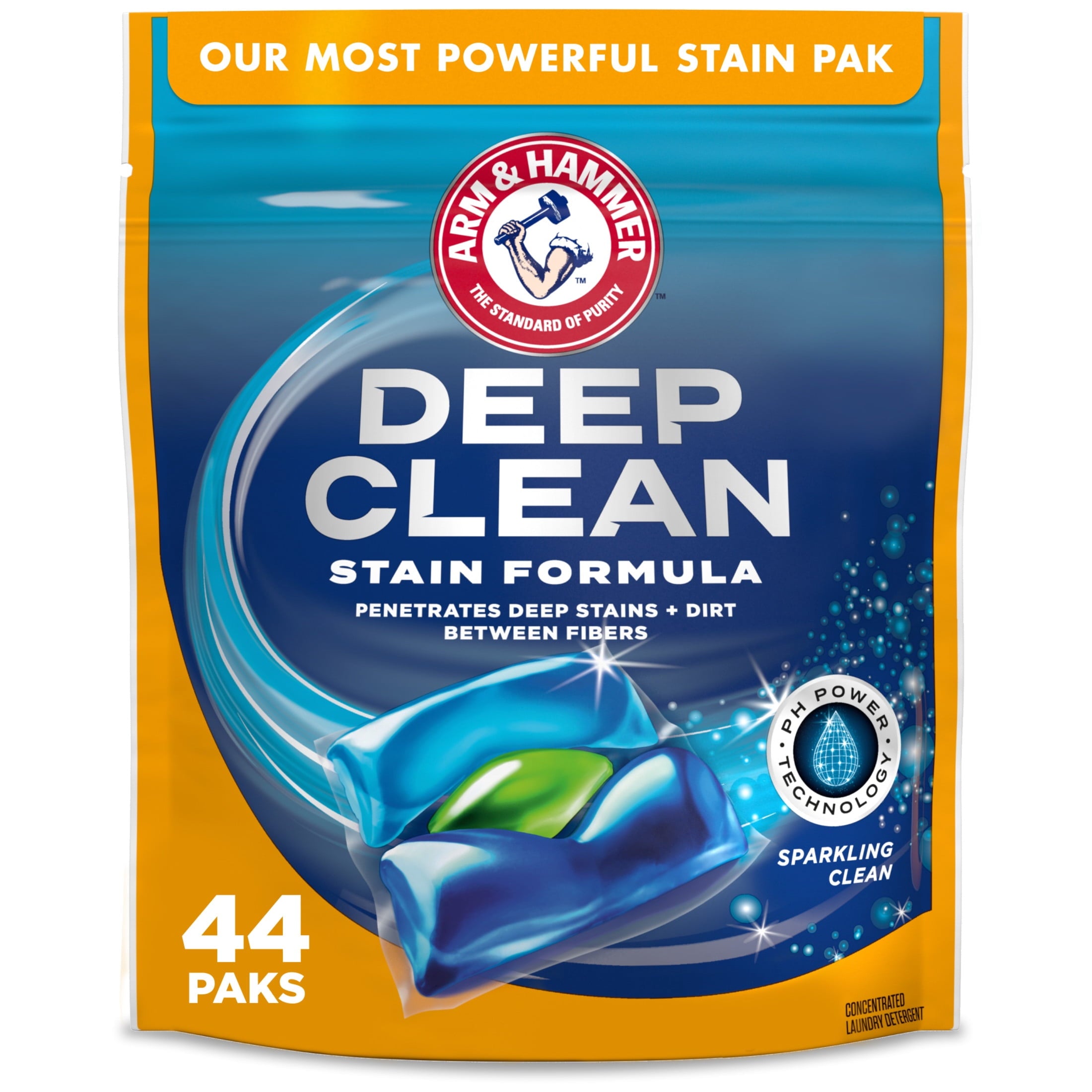 ARM & HAMMER™ Deep Clean Stain Formula Detergent Power Paks - Sparkling Clean Scent, 44 Count