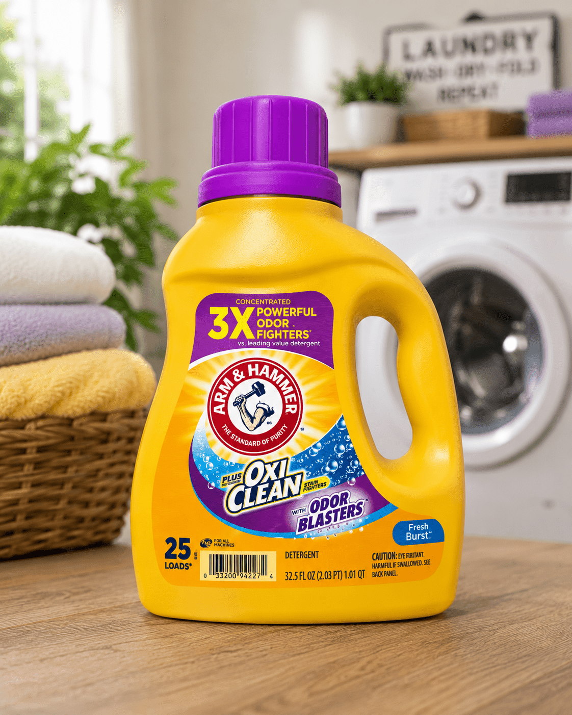 Arm & Hammer Plus OxiClean with Odor Blasters Liquid Laundry Detergent - Fresh Burst, 32.5 fl oz, 25 Loads