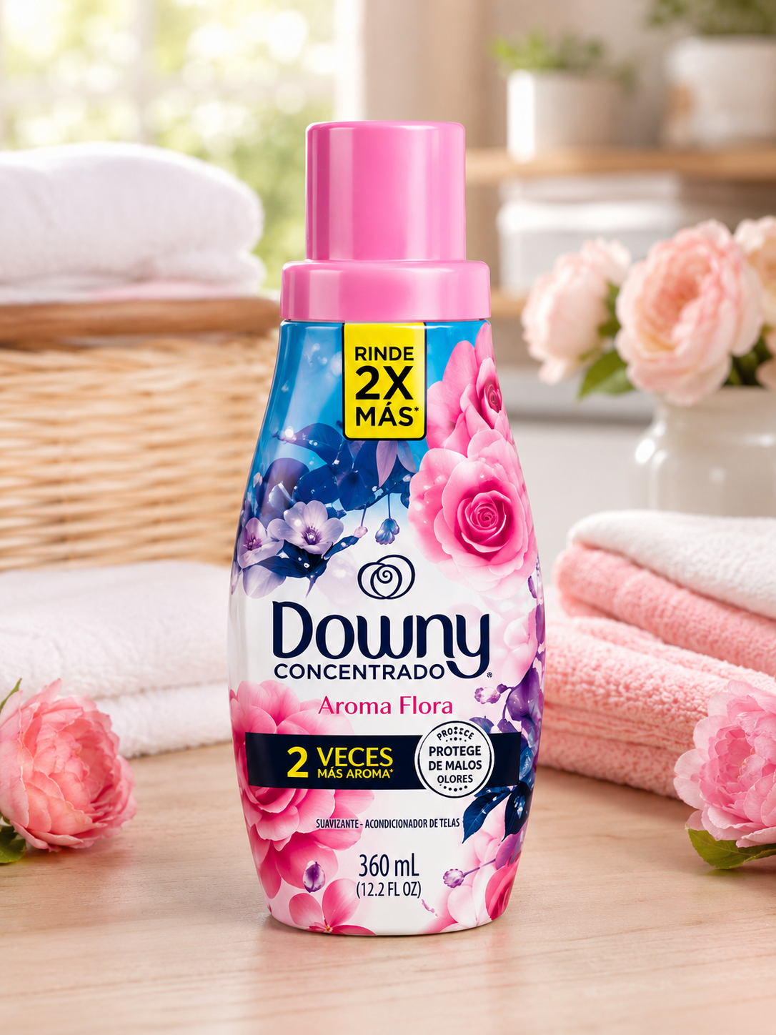 Downy Concentrado Aroma Flora Liquid Fabric Softener - Aroma Flora Scent, 360 mL (12.2 fl oz)