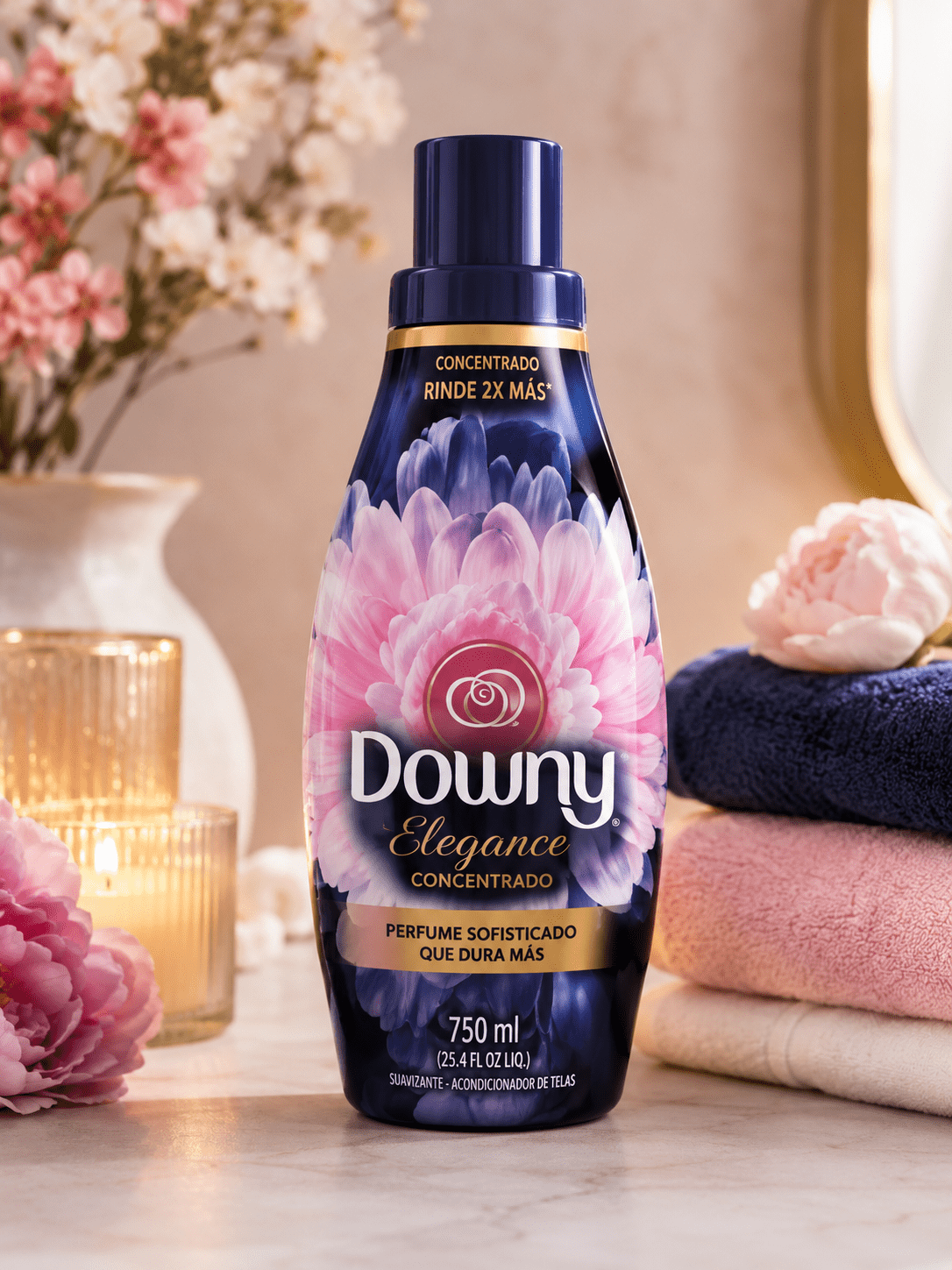 Downy Elegance Concentrated Liquid Fabric Softener - Sophisticated Floral Scent, 750 ml