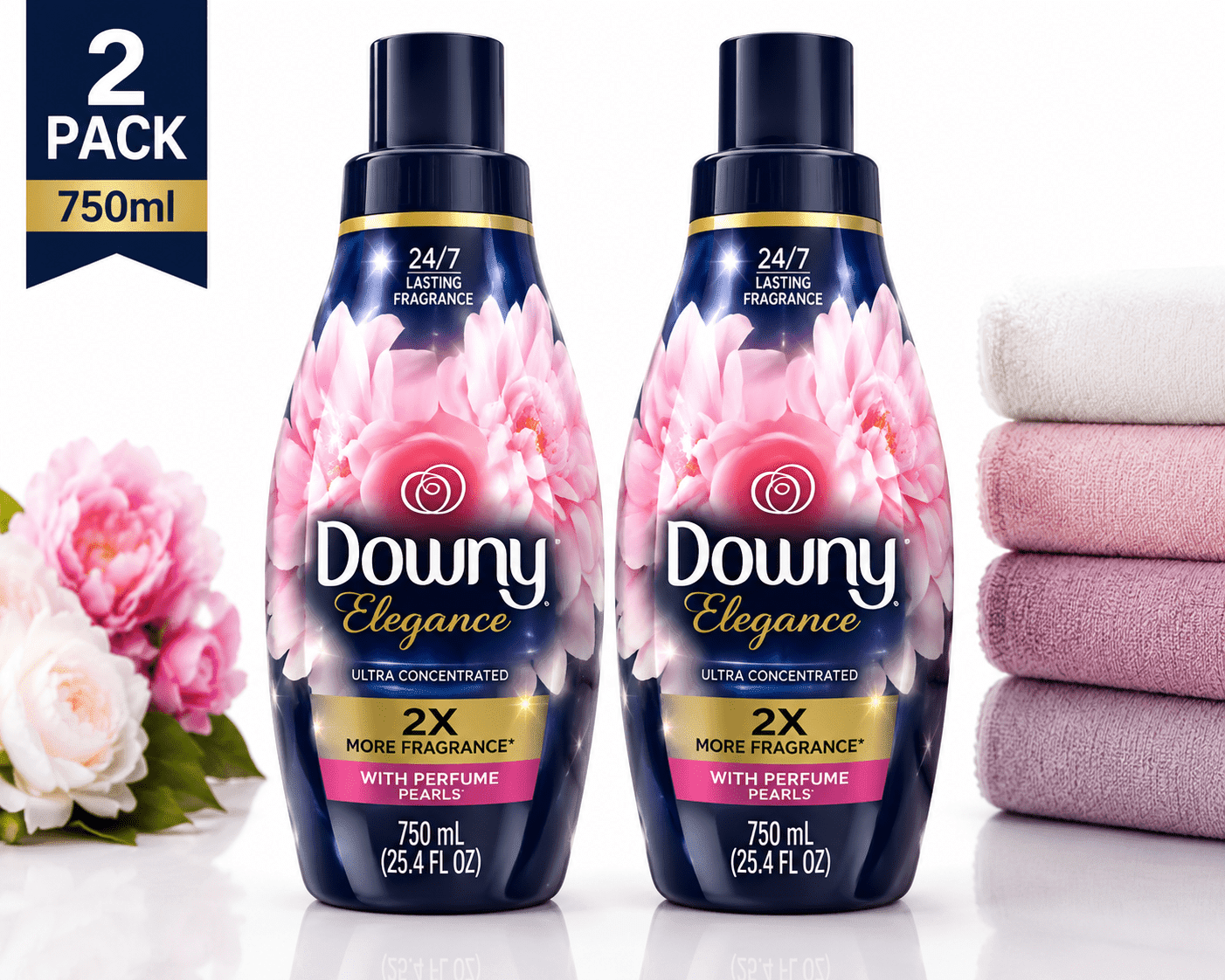 Downy Elegance Ultra Concentrated Fabric Softener - Elegance Scent, 750 mL, 2 Pack