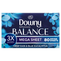 Downy Fabric Softener Dryer Sheets - Infusions Balance Crisp Rain and Blue Eucalyptus Scent, 80 Mega Dryer Sheets