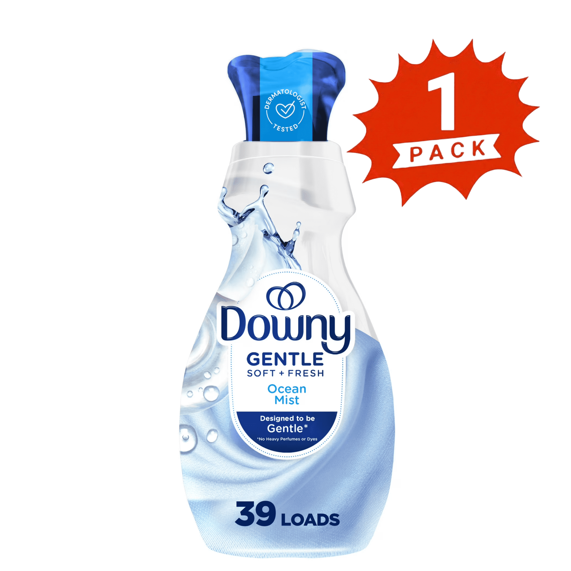 Downy Ocean Mist Gentle Soft + Fresh Liquid Fabric Softener & Conditioner - 26 fl oz, 39 Loads (1-Pack)