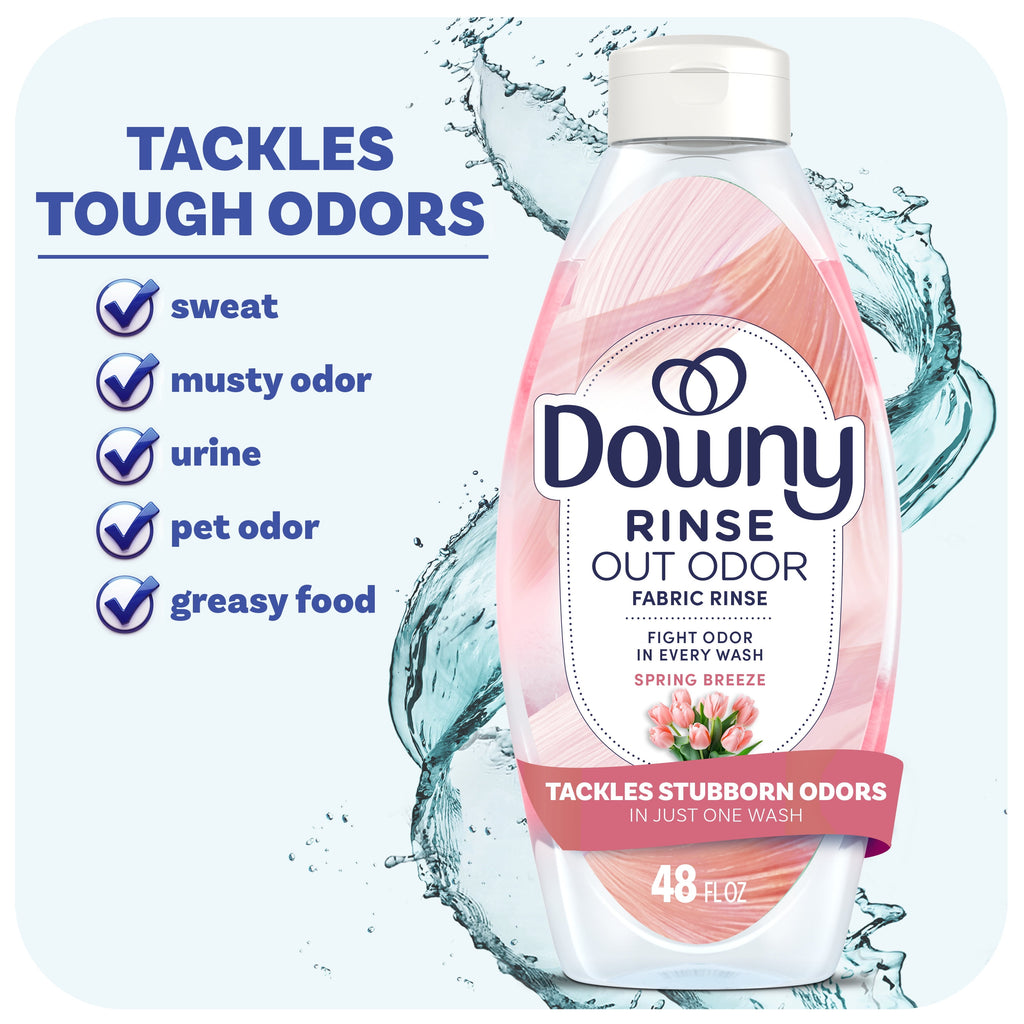 Downy Rinse Out Odor Laundry Rinse - Tackles Tough Odors, Spring Breeze Scent, 48 fl oz