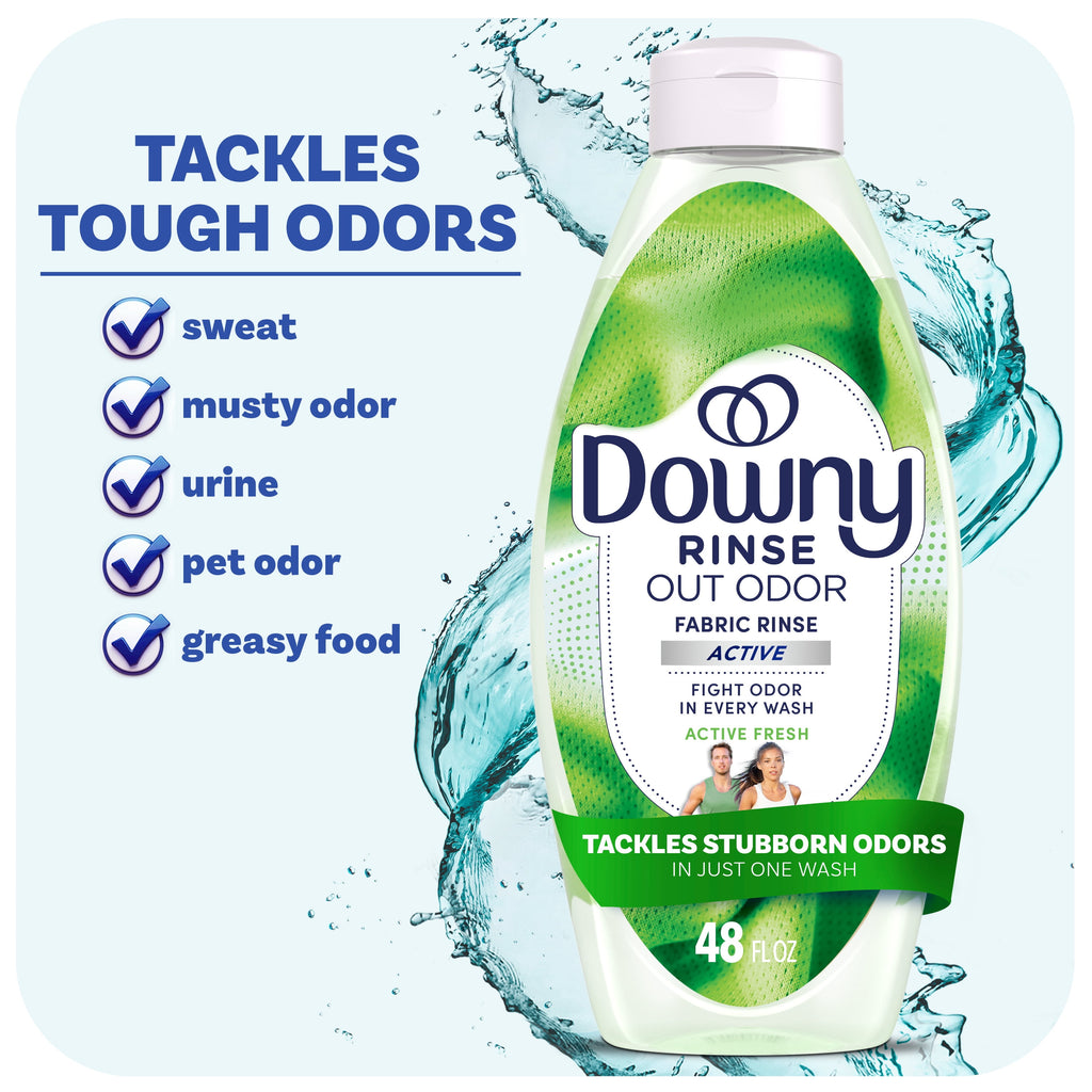 Downy Rinse Out Odor Laundry Rinse - Active Fresh Scent, 48 fl oz