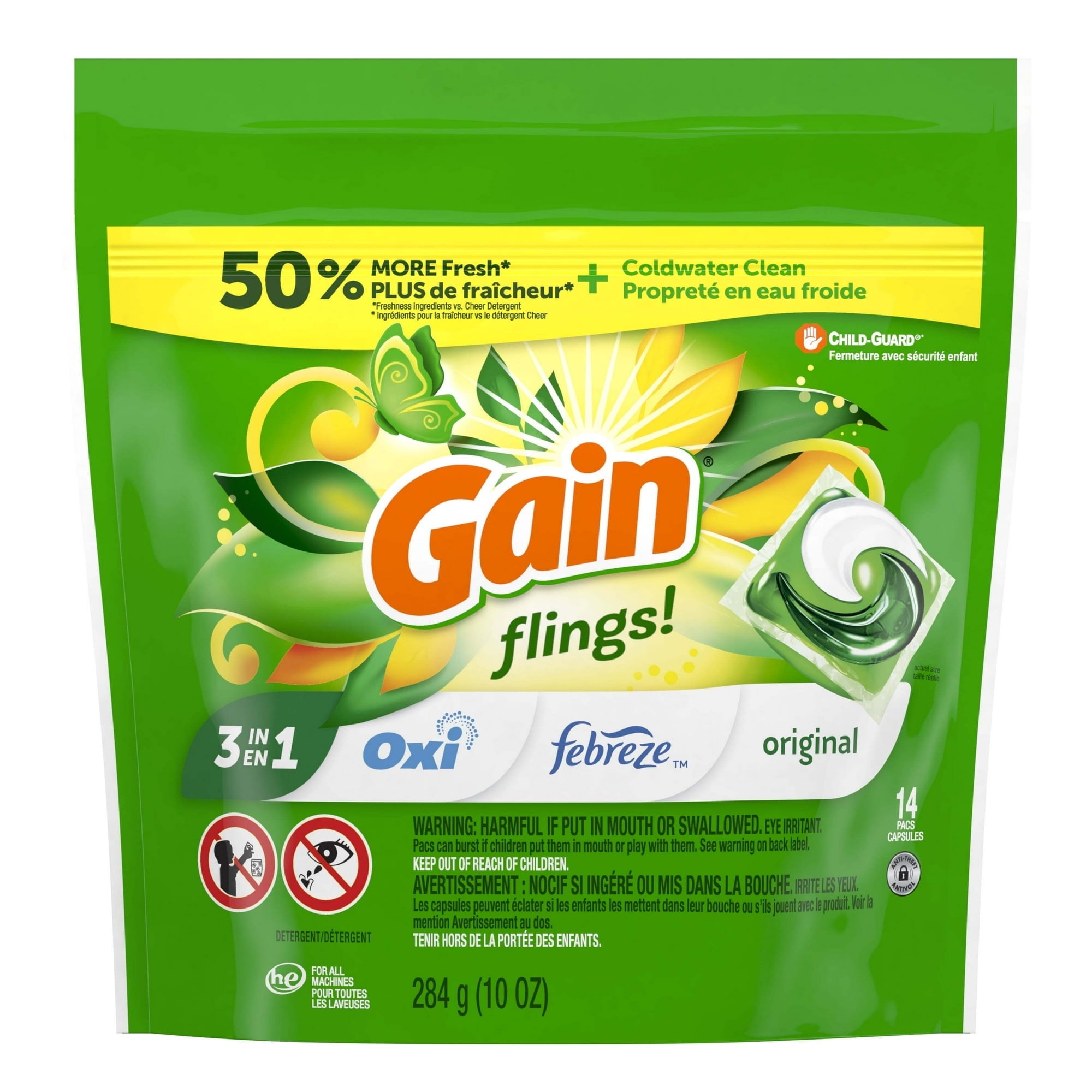 Gain Flings Laundry Detergent Pacs with Oxi Boost - Gain Original Scent