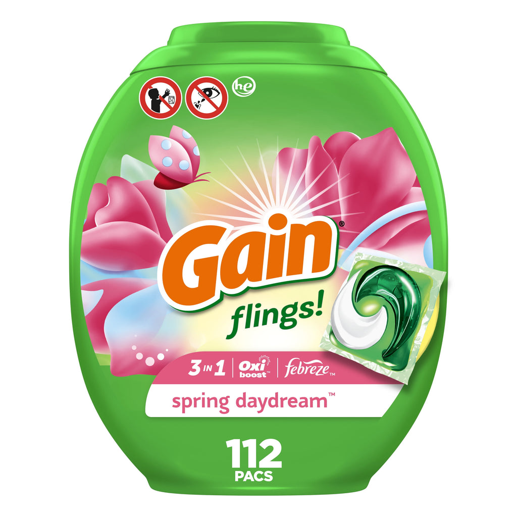 Gain Liquid Laundry Detergent Soap - HE Compatible, Long Lasting and Spring Daydream Scent, 112 Count