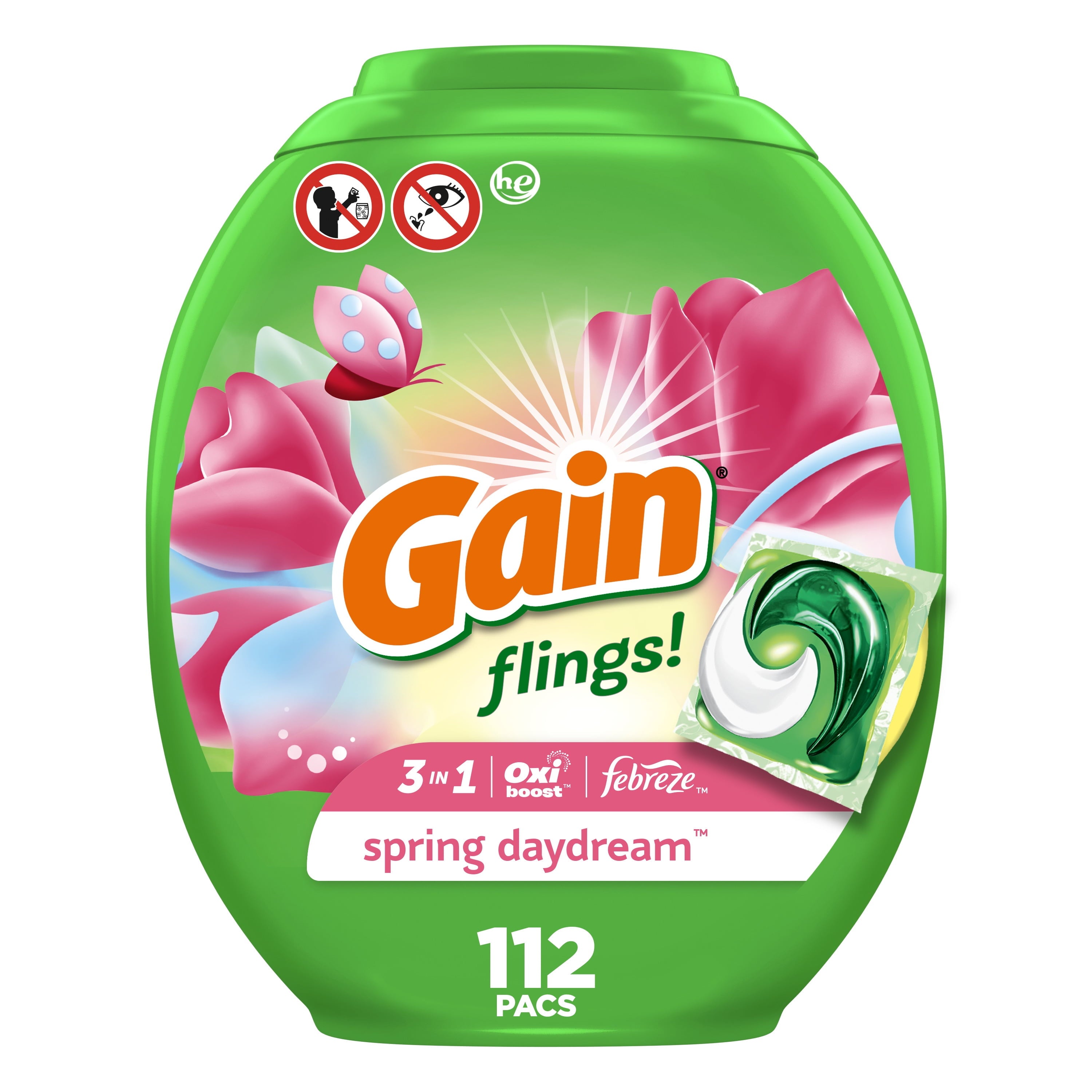 Gain Liquid Laundry Detergent Soap - HE Compatible, Long Lasting and Spring Daydream Scent, 112 Count