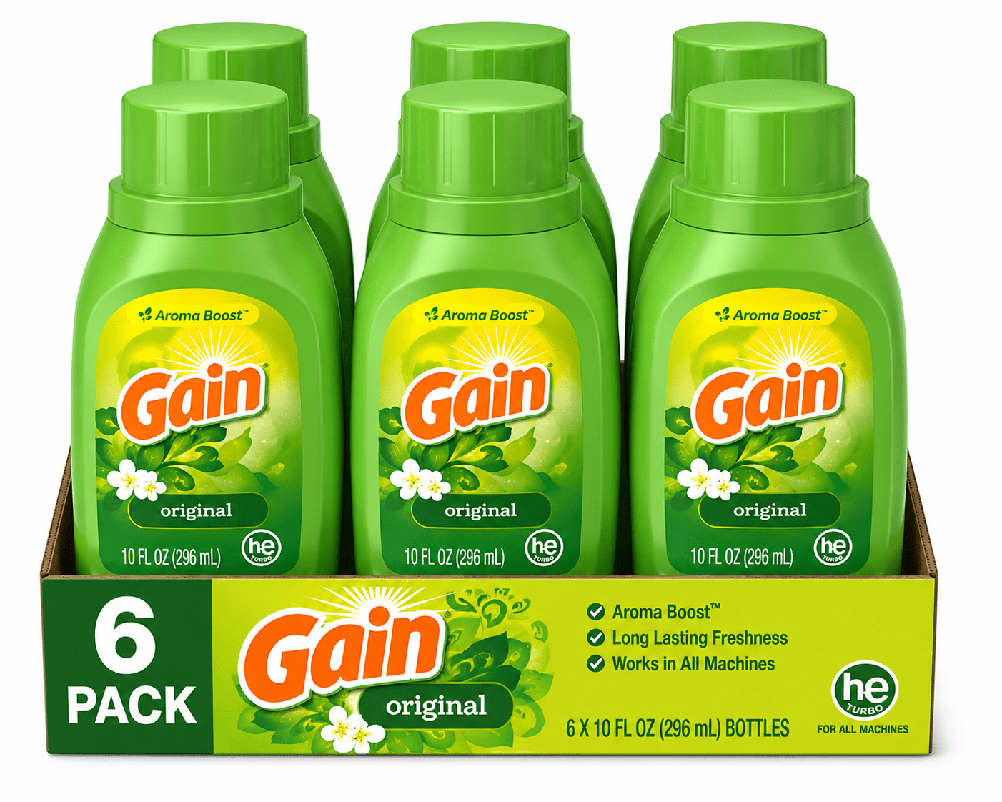 Gain Original Liquid Laundry Detergent - Original Scent, 10 fl oz, 6 Count, 6 Pack