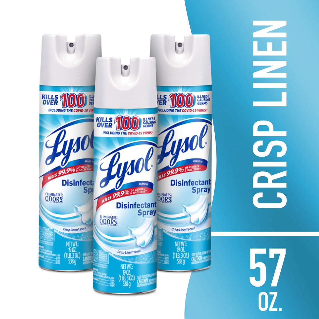 Lysol Disinfectant Spray - Sanitizing and Antibacterial Spray, Crisp Linen Scent, 19 fl oz, 3 pack