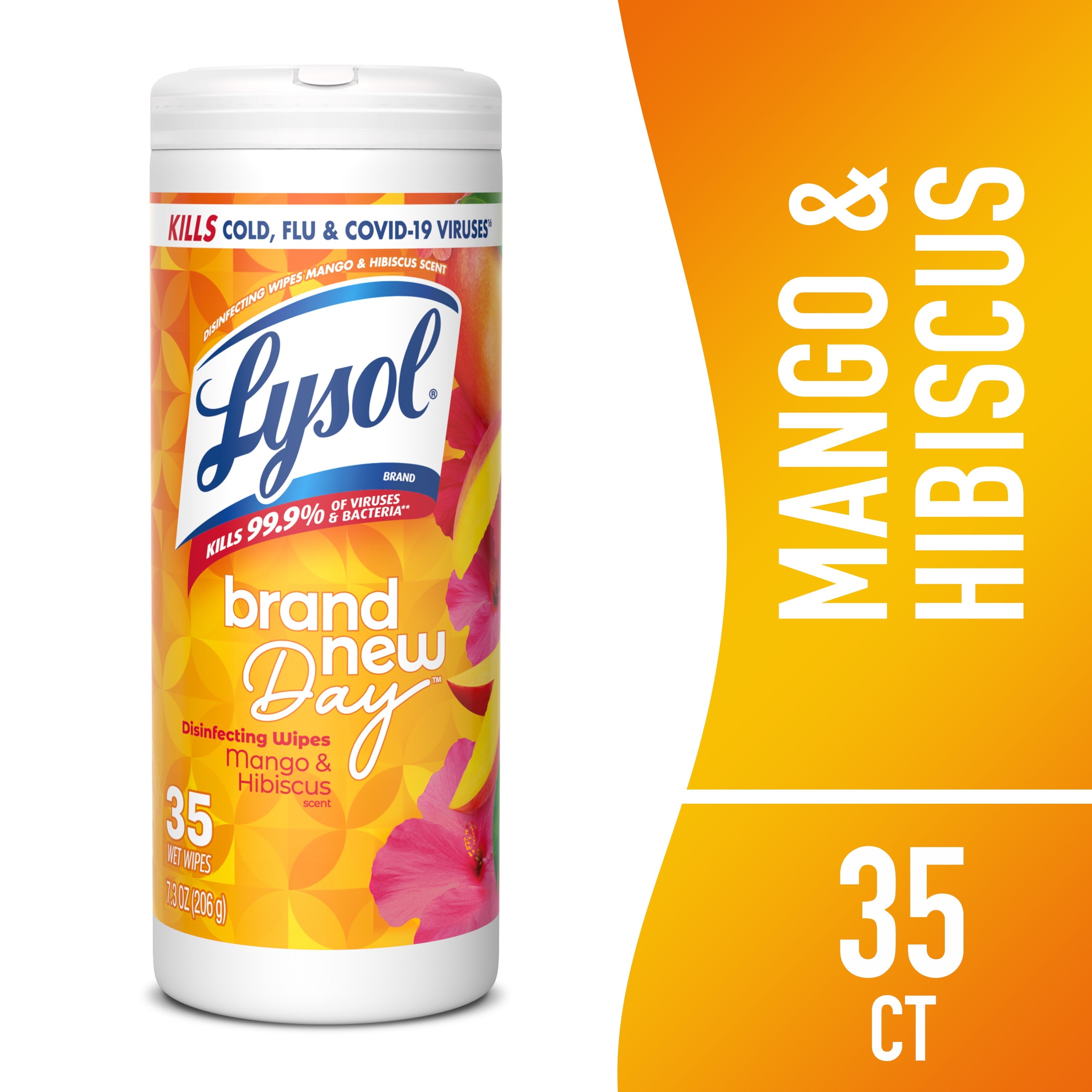 Lysol Disinfecting Wipes - All-Purpose Cleaner, Multi Surface Antibacterial Cleaning Wipes, Cleaning Supplies, Mango & Hibiscus Scent, 35 Count