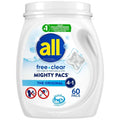 Mighty Pacs Laundry Detergent Pacs - Free Clear for Sensitive Skin, Unscented and Dye Free, 60 Count