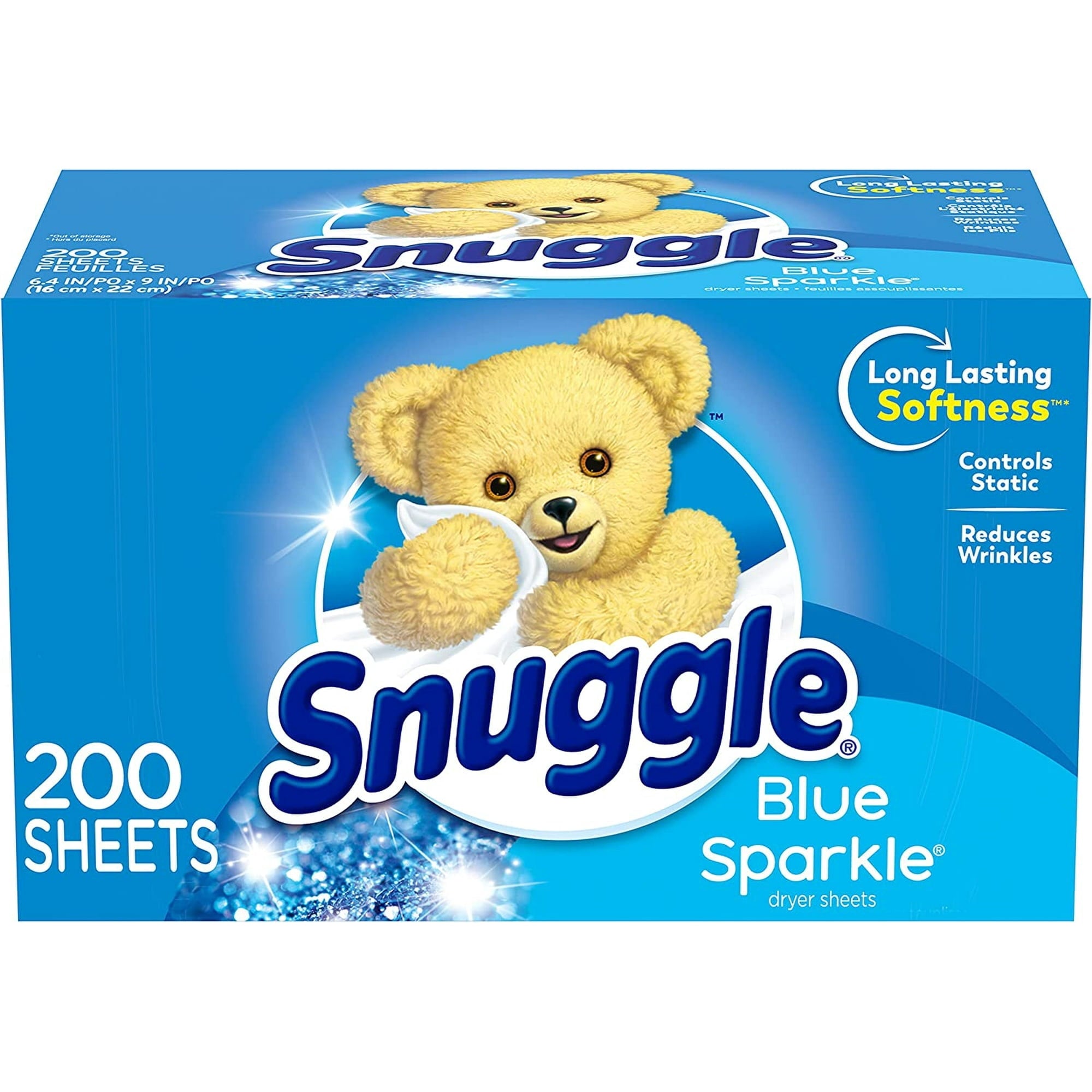 Pack of 2 Snuggle Fabric Softener Dryer Sheets - Blue Sparkle, 200 Count