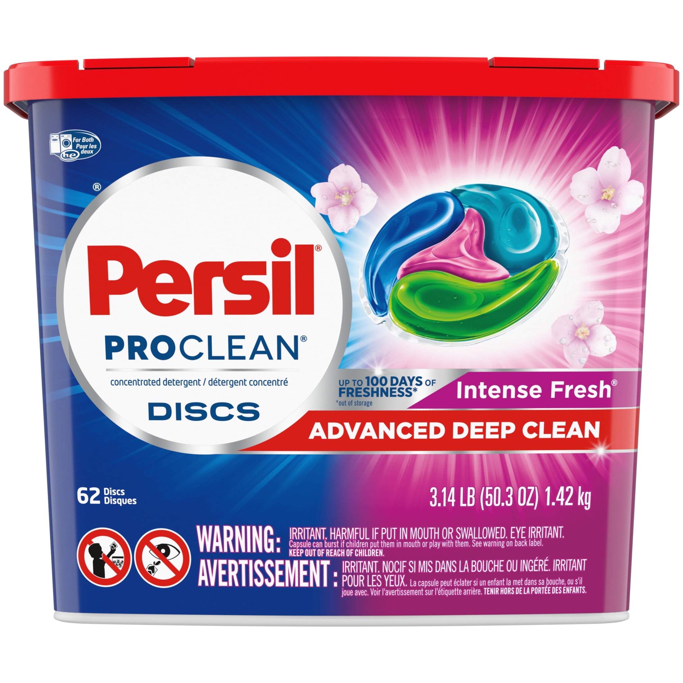 Persil Discs Laundry Detergent Pacs - Intense Fresh, High Efficiency (HE) Compatible, Laundry Soap, 62 Count