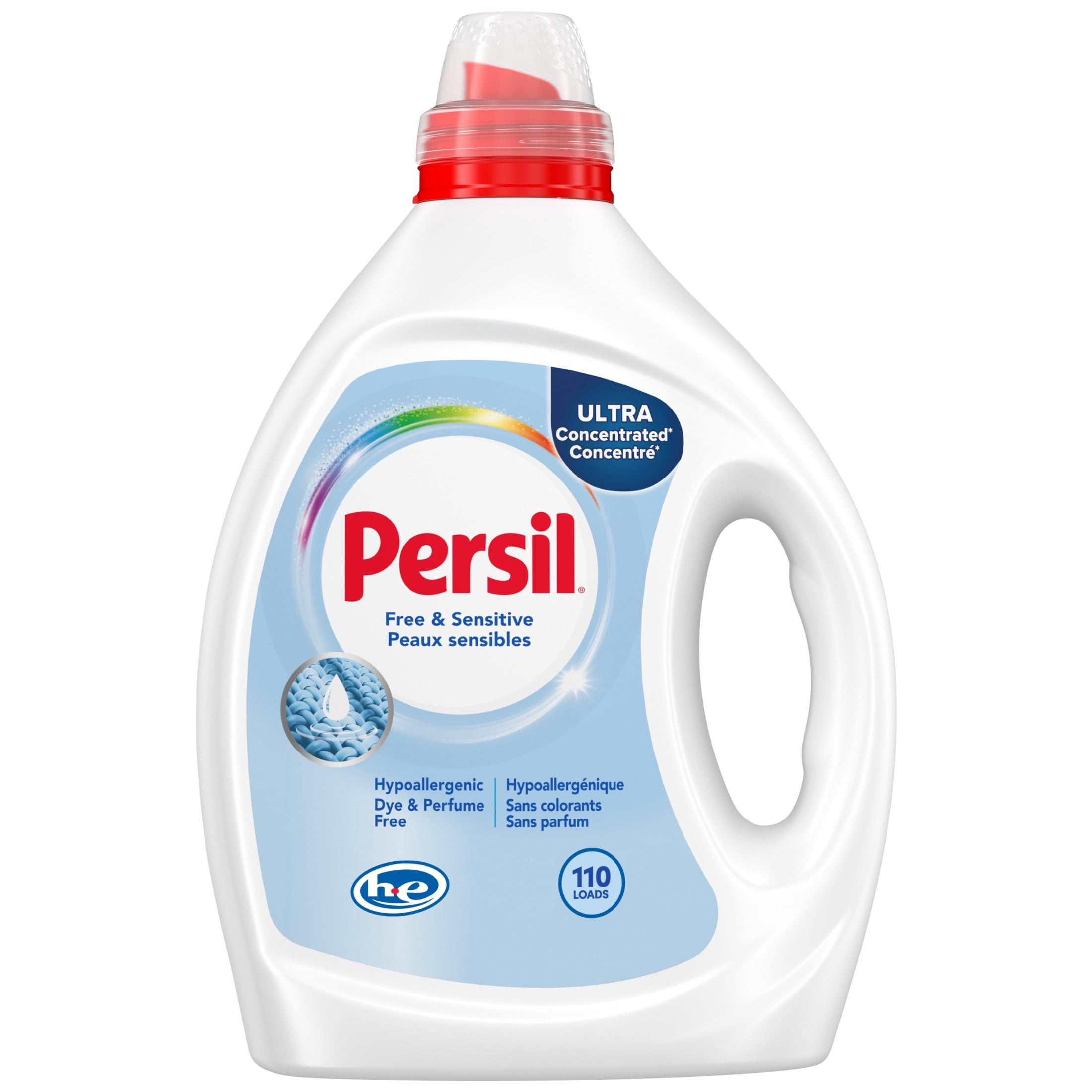 Persil Free & Sensitive Liquid Laundry Detergent - Unscented and Hypoallergenic for Sensitive Skin, Ultra Concentrated, 82.5 fl oz, 110 Loads