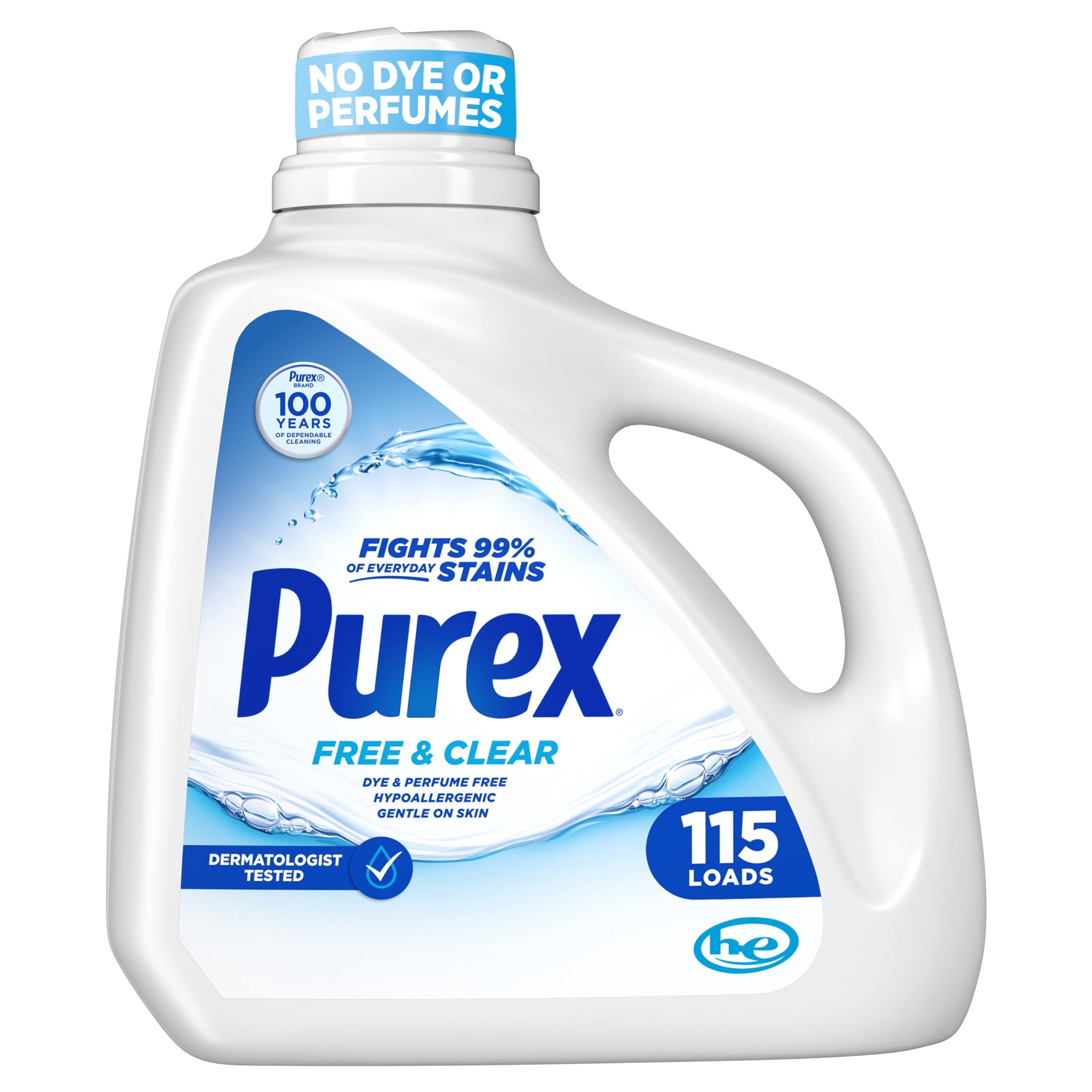 Purex Free & Clear Liquid Detergent - Sensitive Skin, 150 fl oz, 115 loads