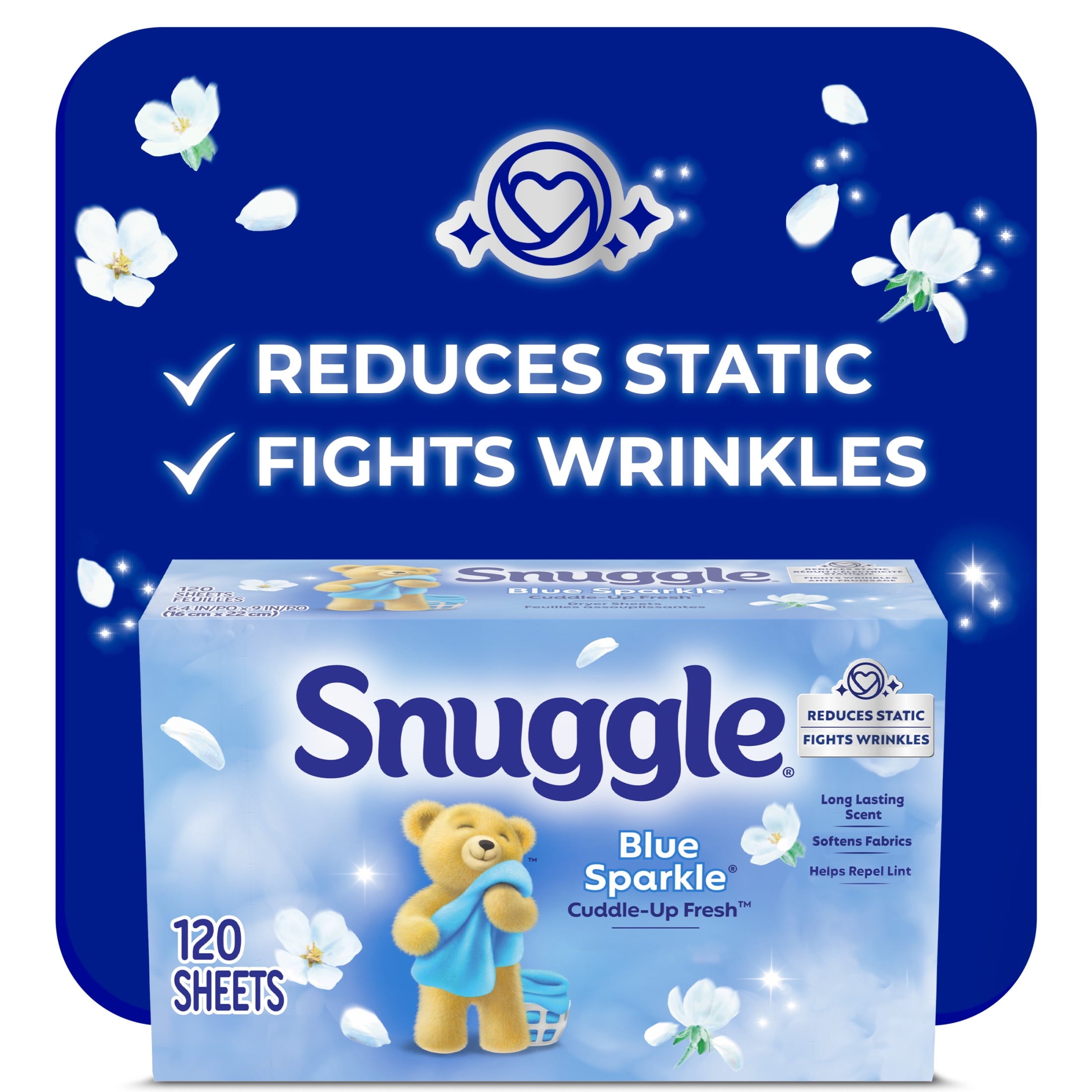 Snuggle Blue Sparkle Cuddle Up Fresh Dryer Sheets - 120 Count