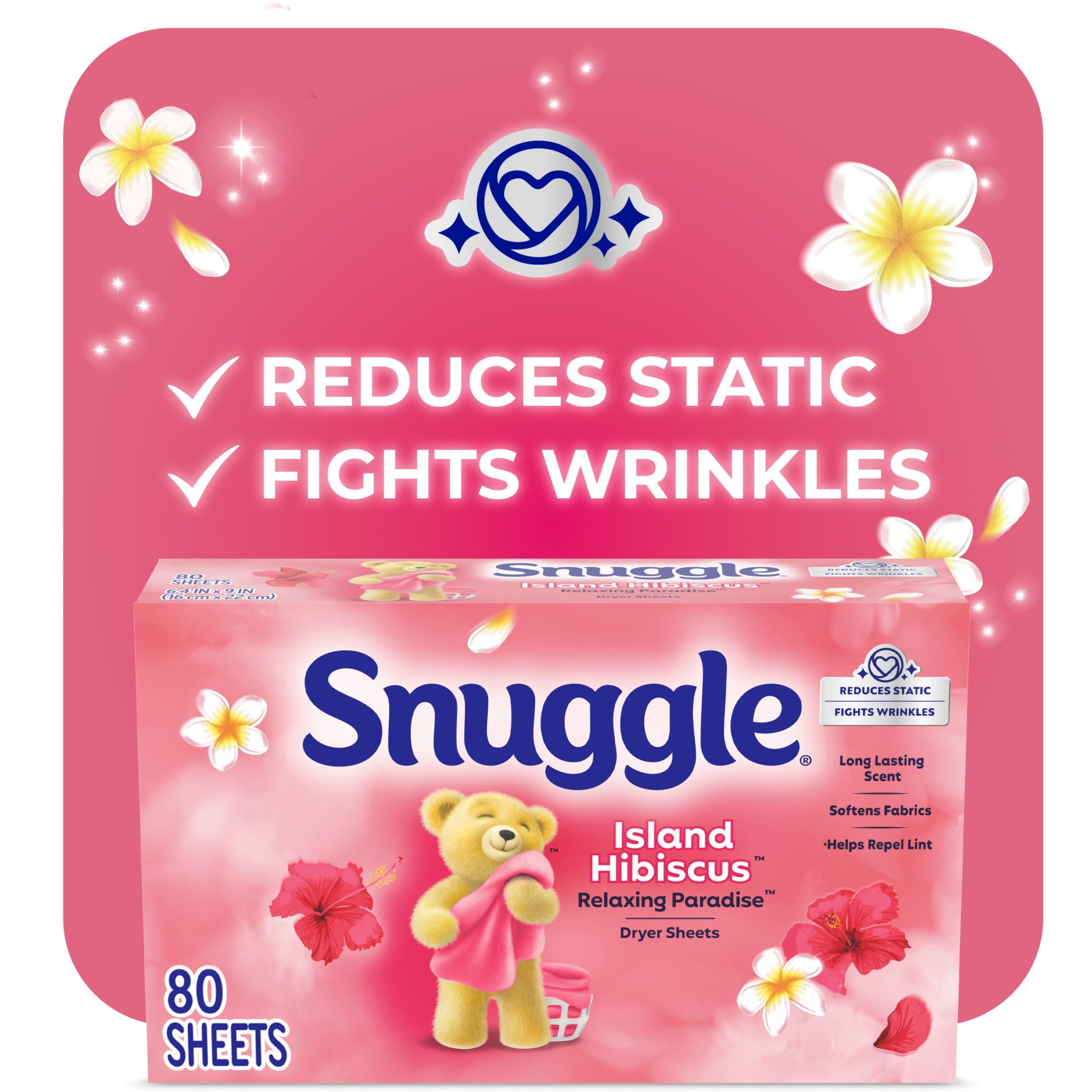 Snuggle Island Hibiscus Relaxing Paradise Dryer Sheets - 80 Count