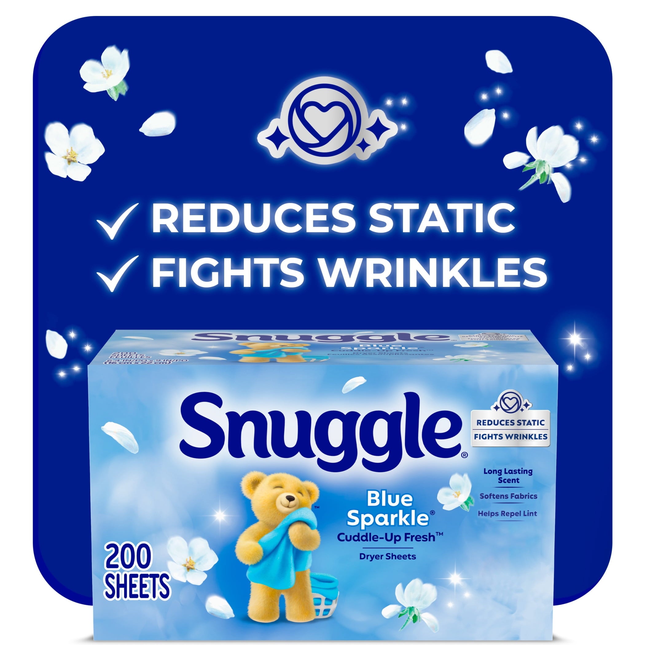 Snuggle Blue Sparkle Cuddle Up Fresh Dryer Sheets - 200 Count