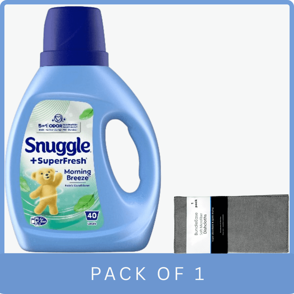 Snuggle SuperFresh Liquid Fabric Softener Morning Breeze 35.7 oz - 40 Loads with Microfiber Solid Color Towel by BundleEase